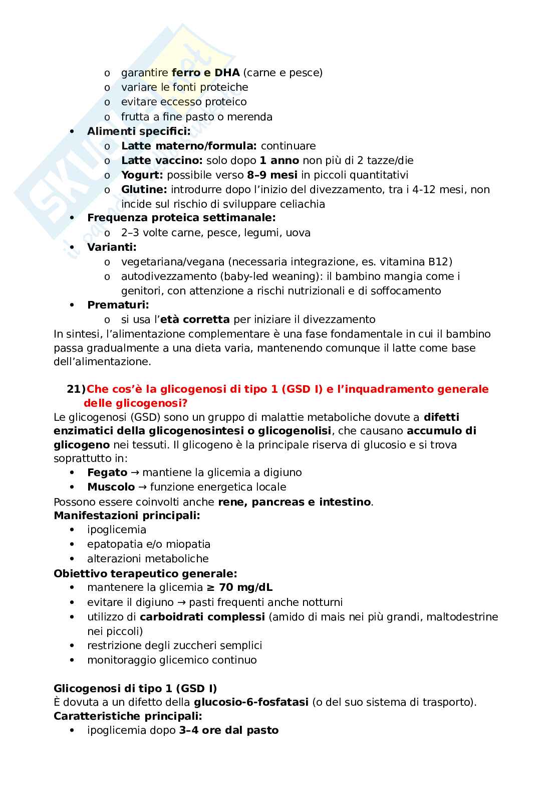 Domande e risposte esame Alimentazione in età pediatrica Pag. 16