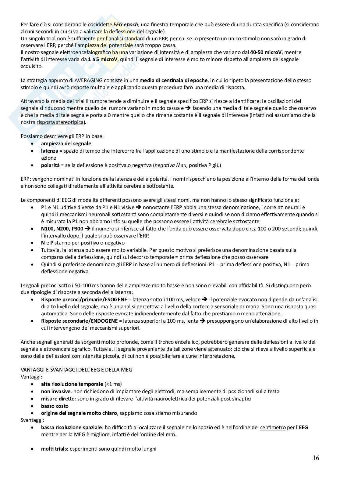 Fondamenti di neuroscienze cognitive e comportamentali - preparazione esame Pag. 16