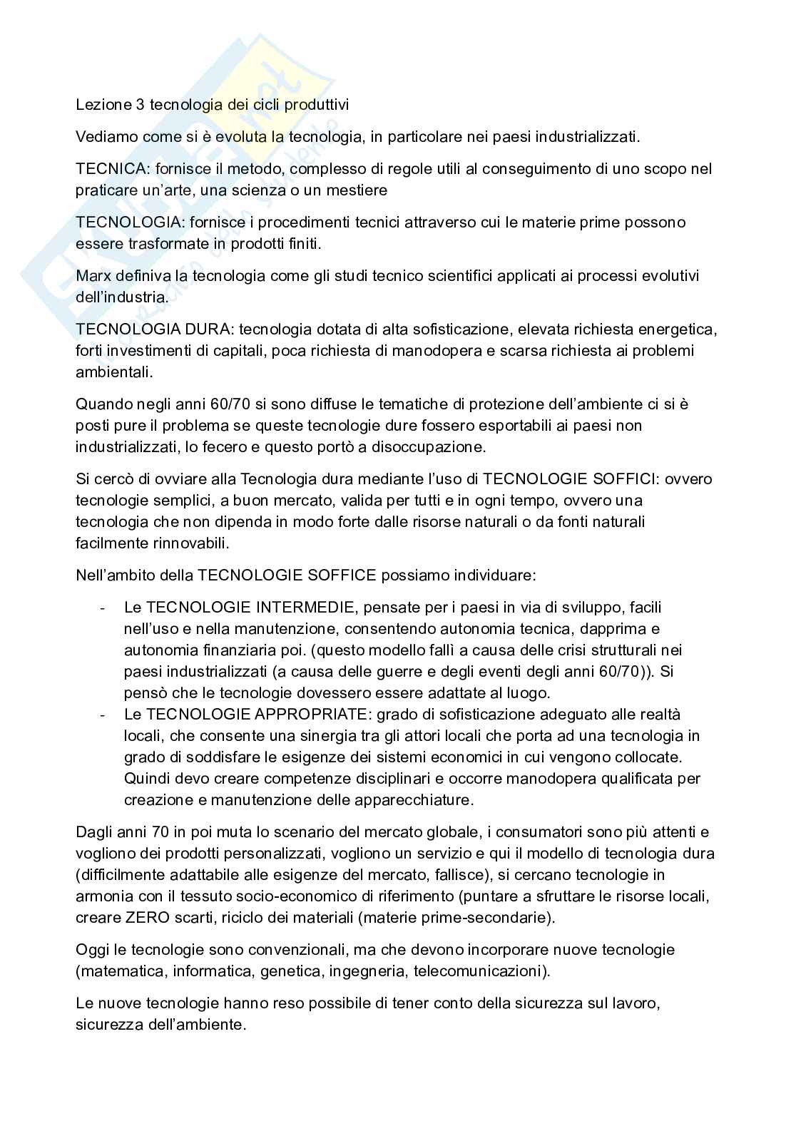 Lezioni 3 e 4 Tecnologia dei cicli produttivi Pag. 1