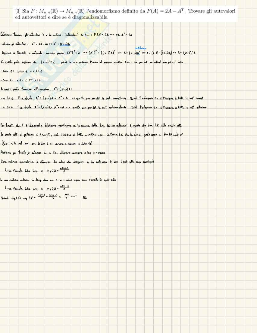 Geometria e algebra: esercizi svolti su autovalori e diagonalizzazione Pag. 2
