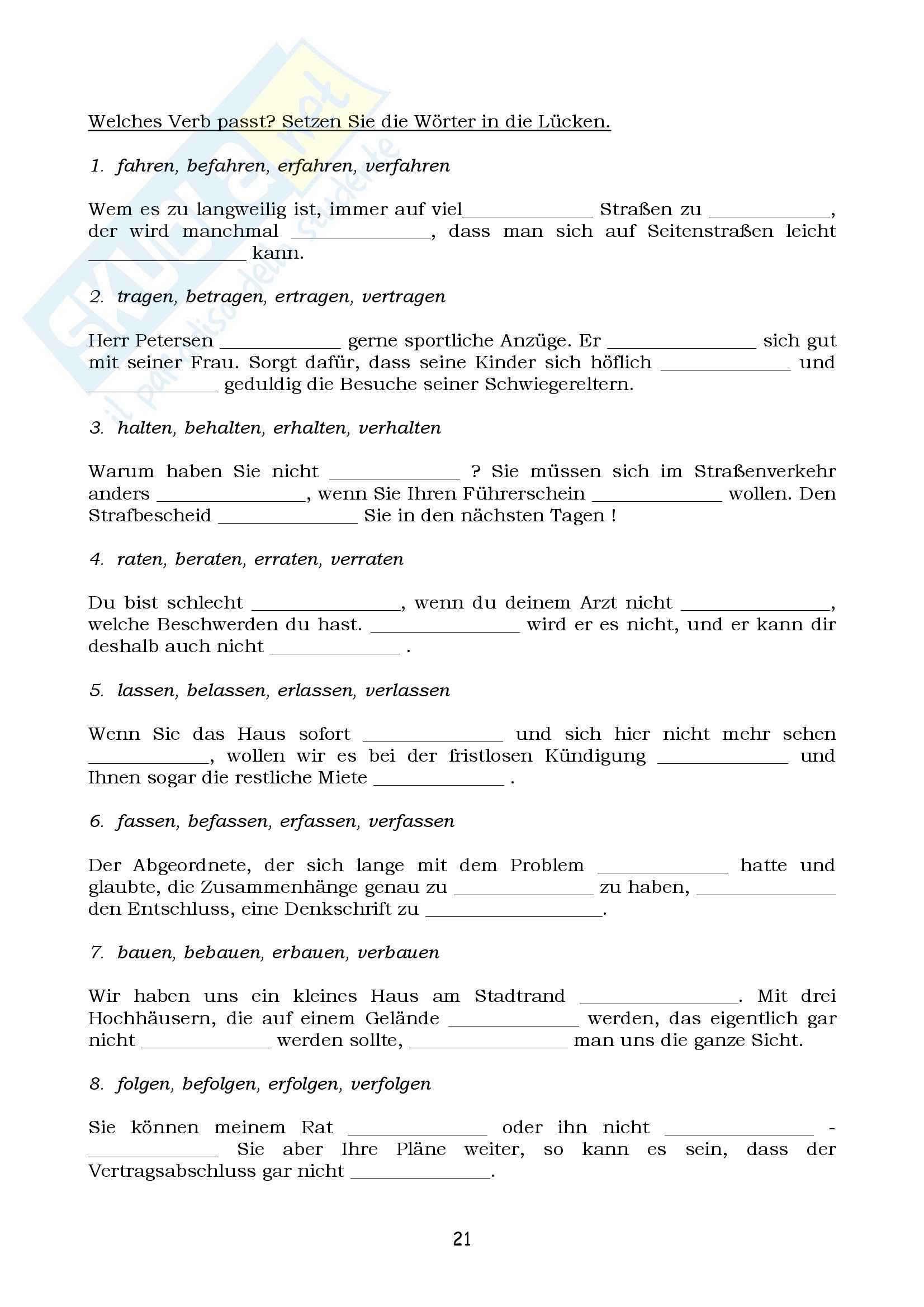 Lingua tedesca  - la grammatica Pag. 21