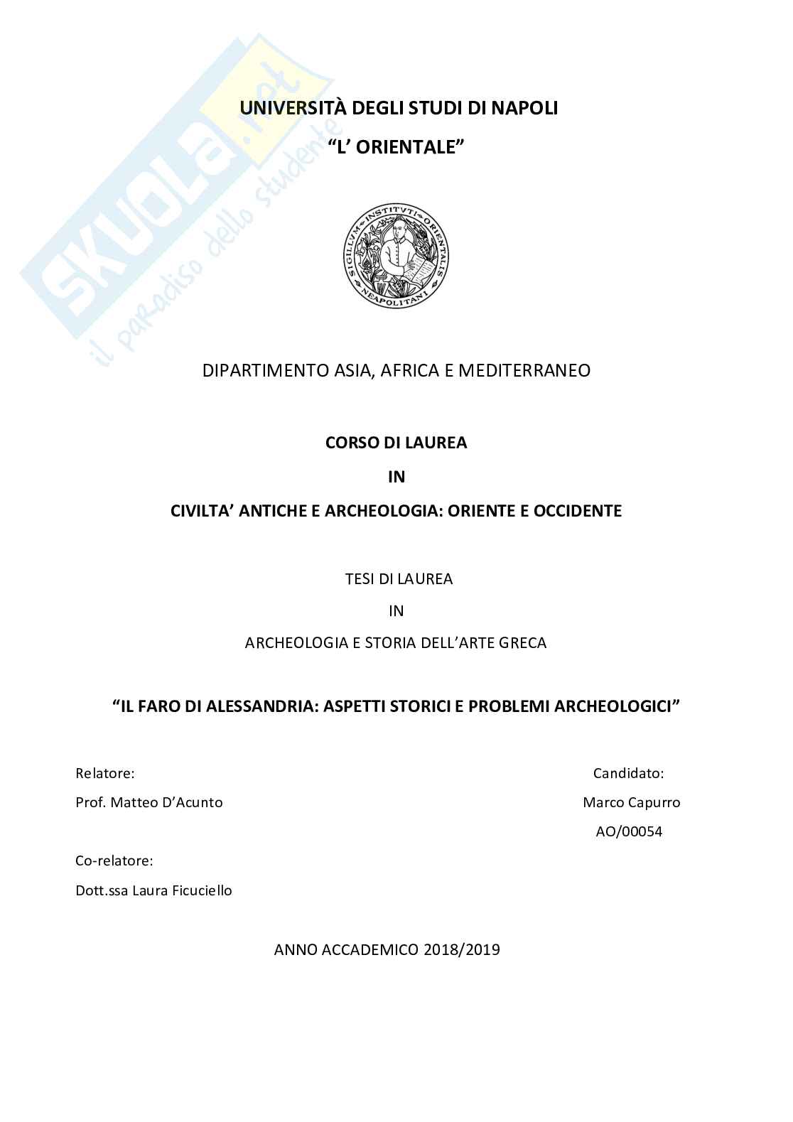 Faro di Alessandria: aspetti archeologici Pag. 1