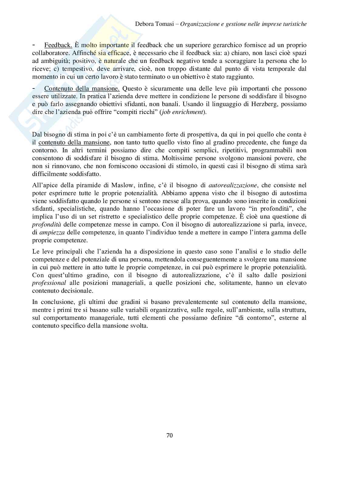 Organizzazione delle aziende turistico-alberghiere Pag. 71