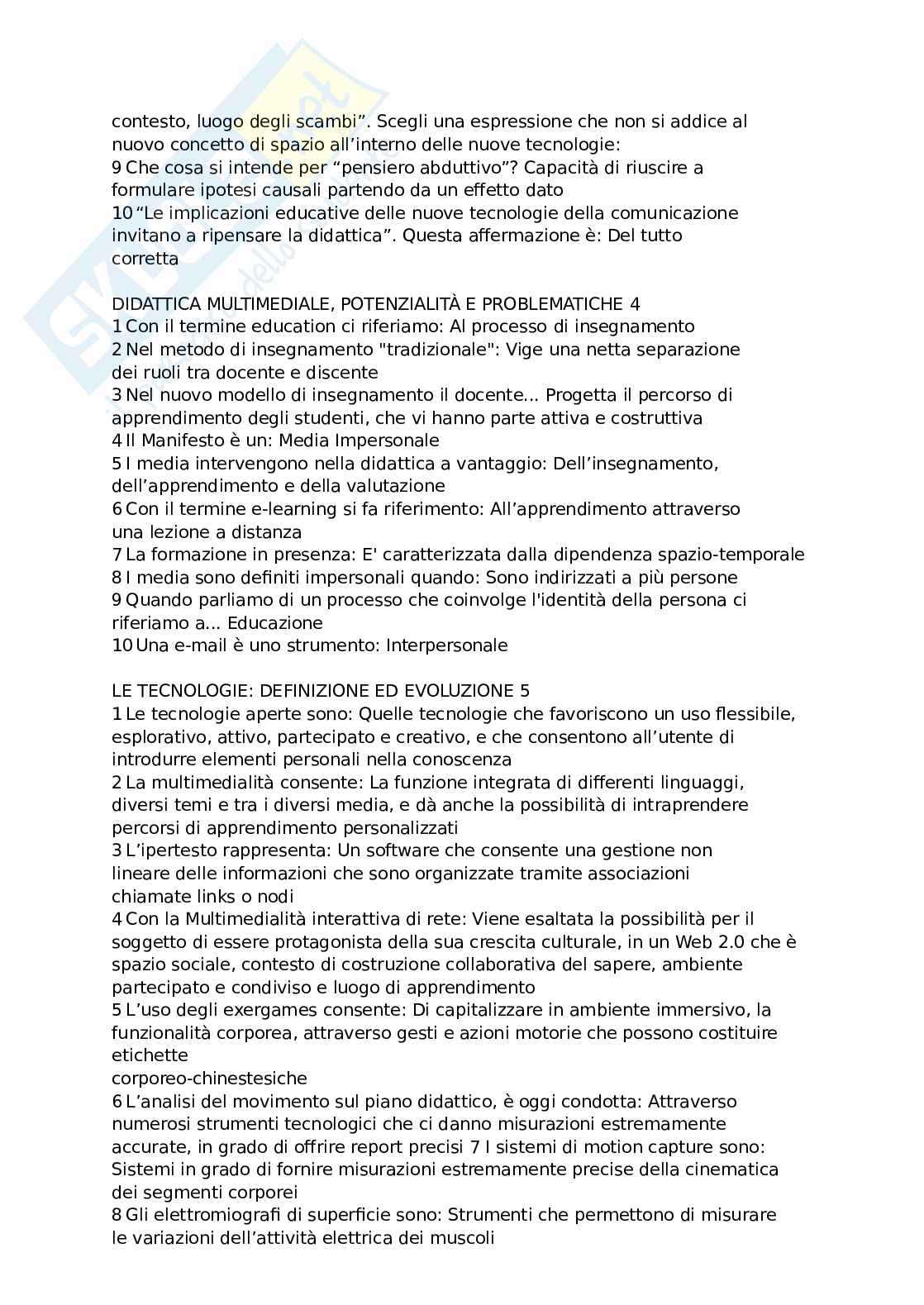 Test Metodologie e tecnologie per la ricerca in ambito didattico motorio Pag. 21