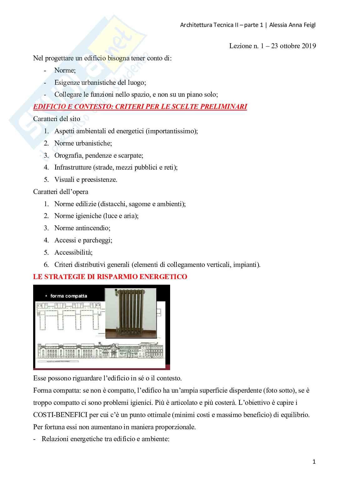 Appunti Architettura Tecnica 2 Pag. 1