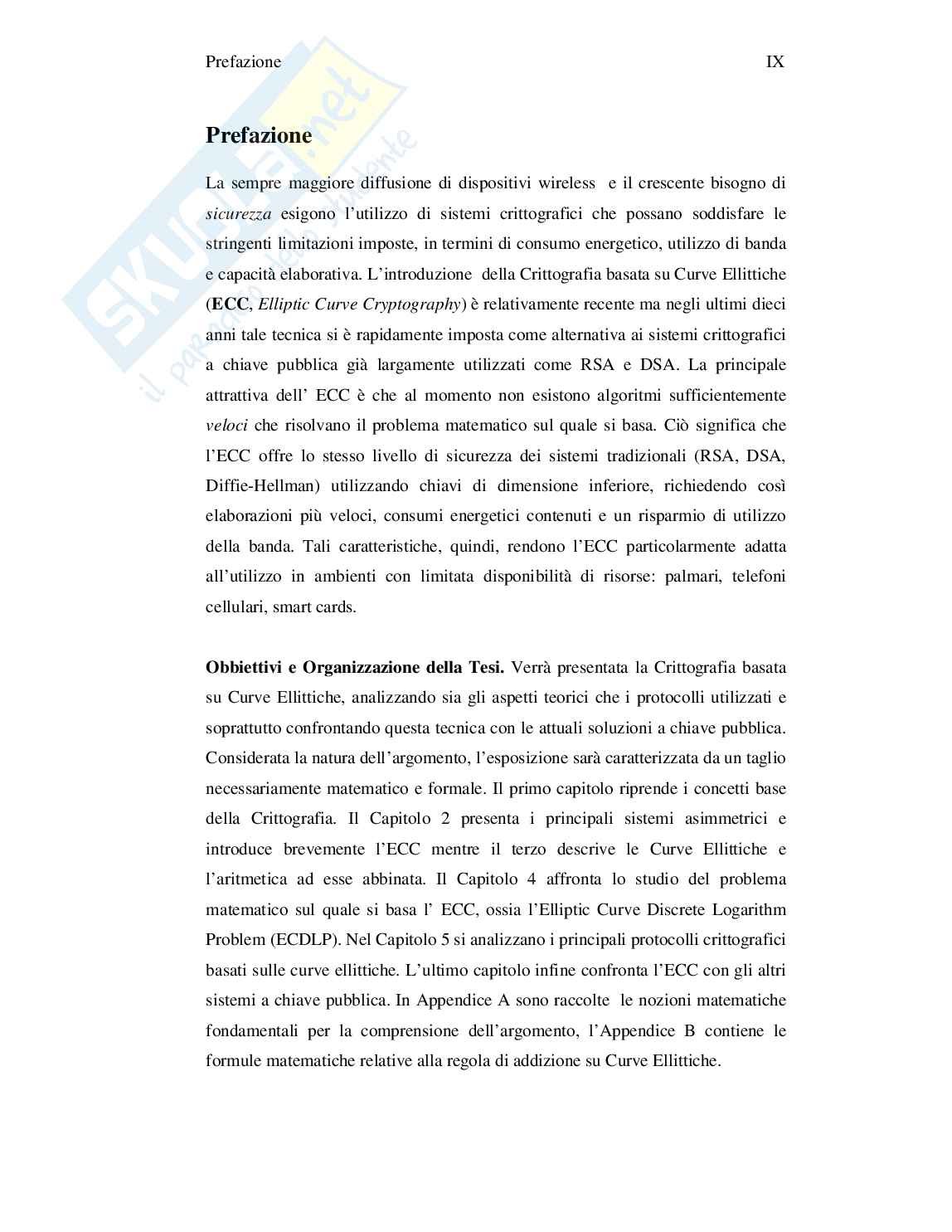 Crittografia basata su curve ellittiche Pag. 11