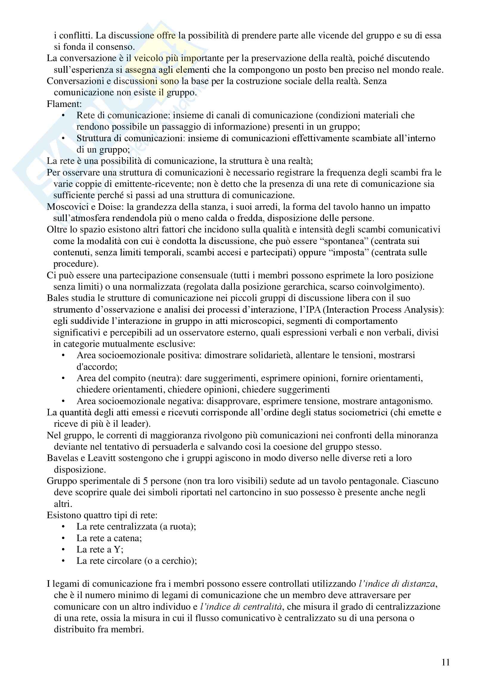 Riassunto esame Gruppi e influenze sociali, prof. Voci, libro consigliato I gruppi sociali, Speltini, Polmonari Pag. 11