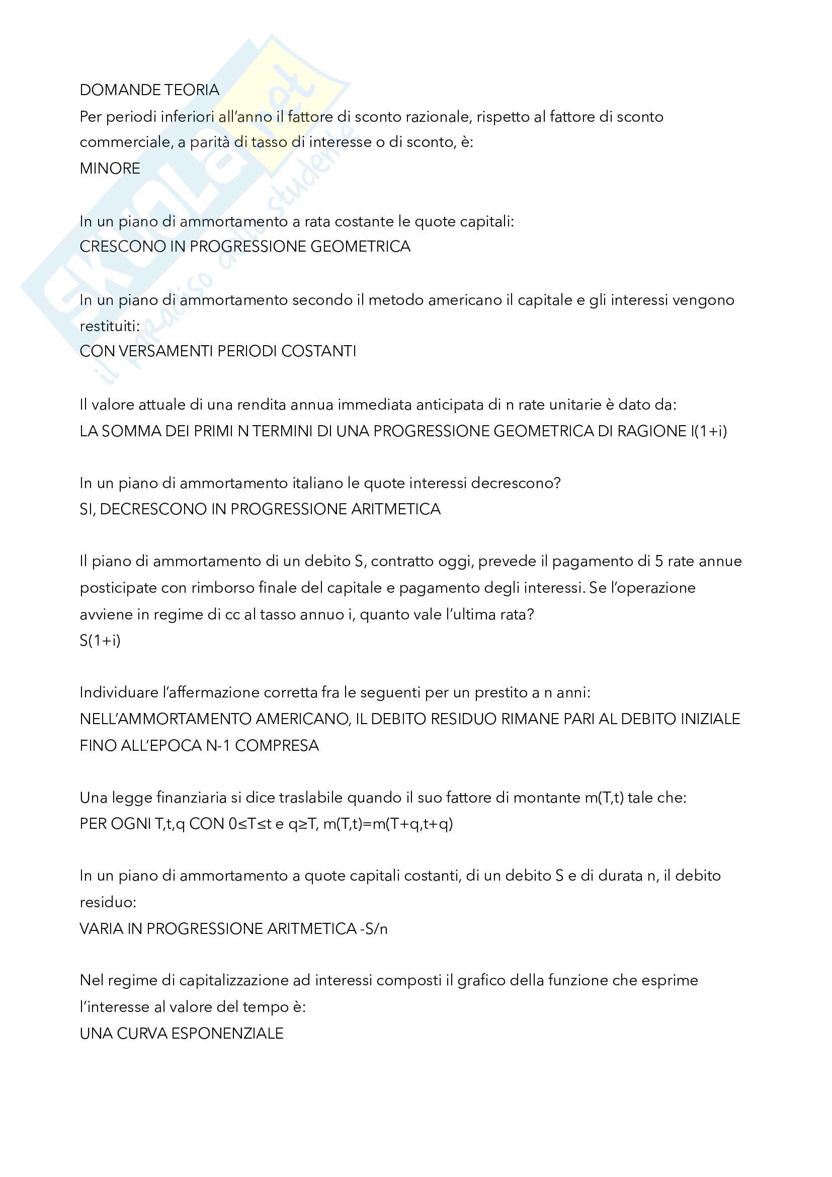 Esercizi Svolti di Matematica Finanziaria Pag. 1