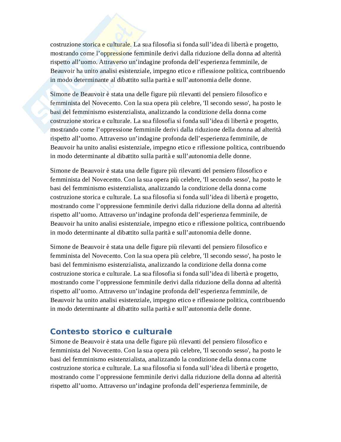 Libertà e alterità: il femminismo esistenziale di Simone de Beauvoir Pag. 2