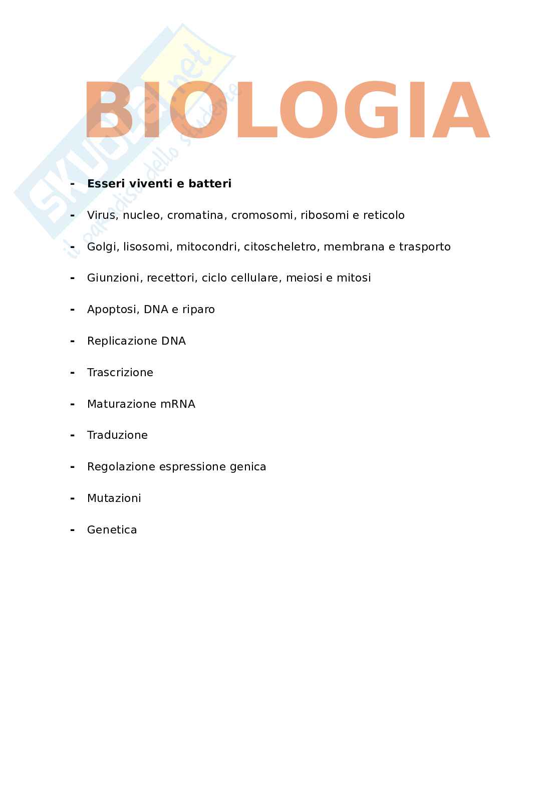 Biologia per Infermieristica  Pag. 1