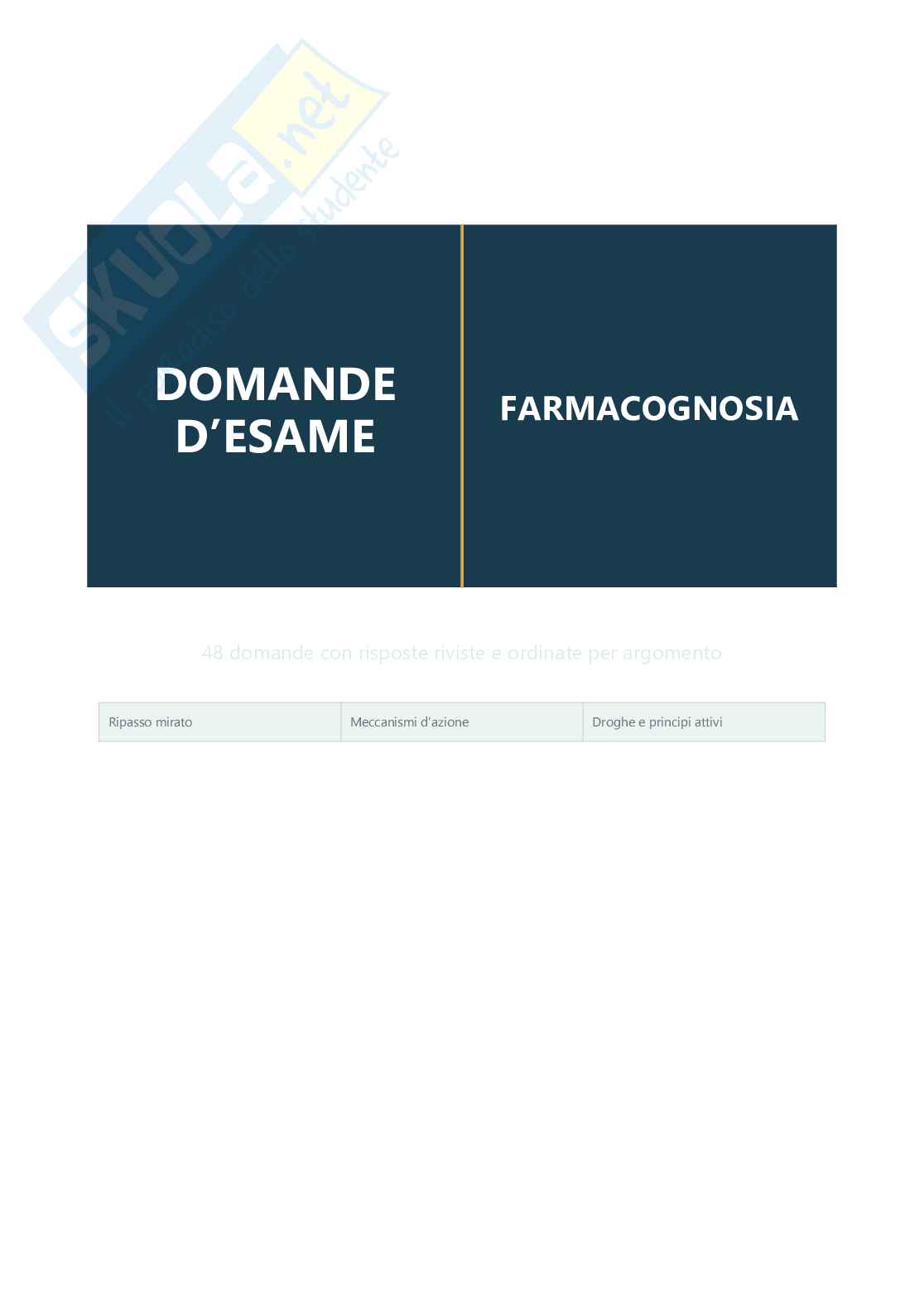Farmacognosia - Domande d’esame con risposte complete e ordinate Pag. 1