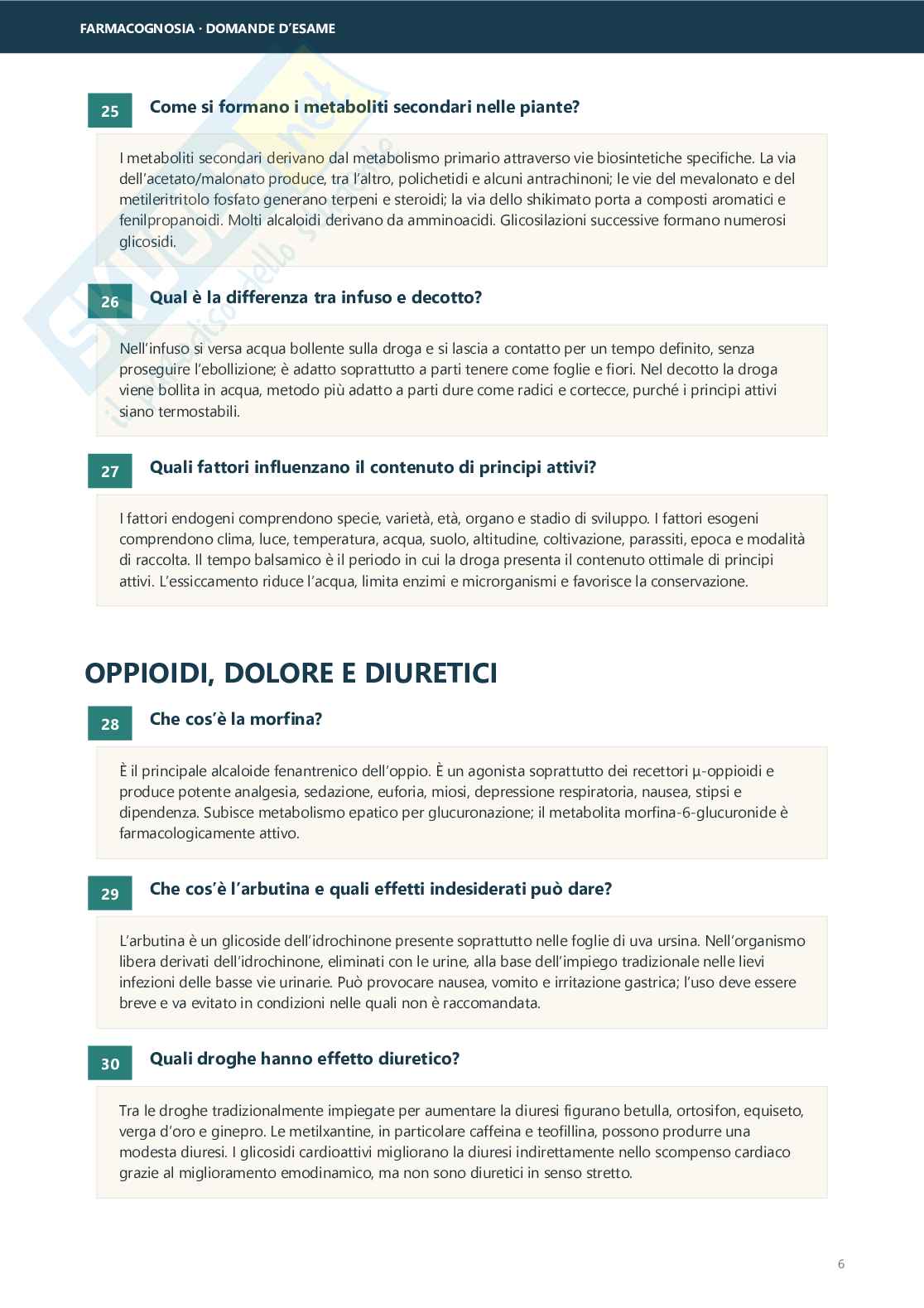 Farmacognosia - Domande d’esame con risposte complete e ordinate Pag. 6