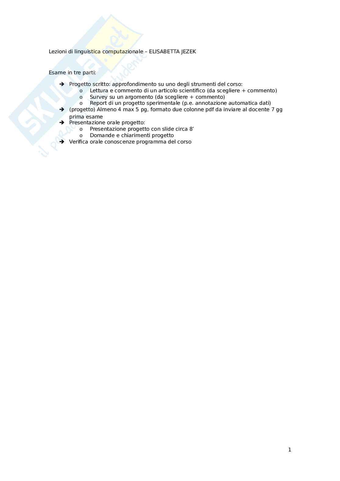 Appunti esame Linguistica computazionale Pag. 1