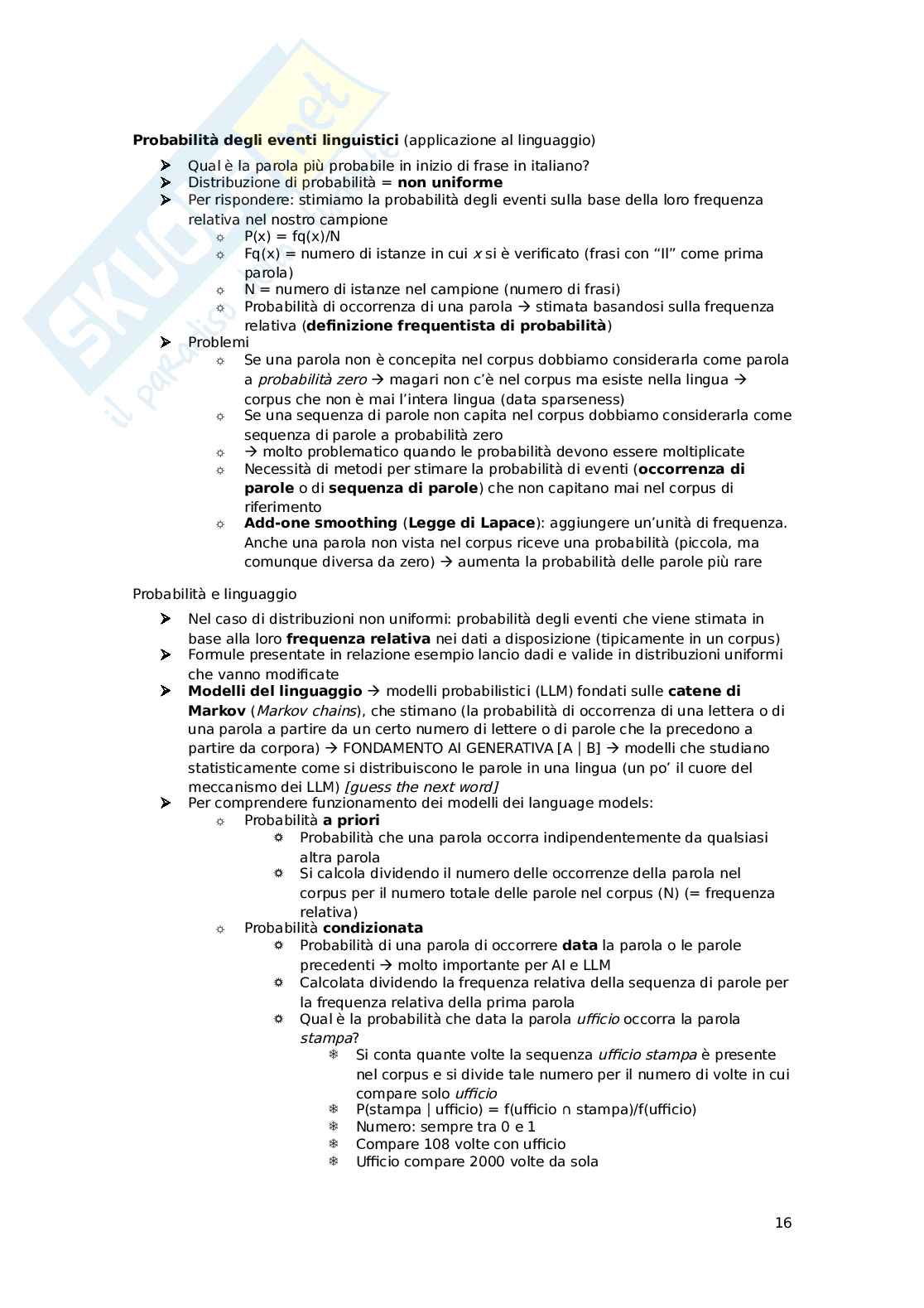 Appunti esame Linguistica computazionale Pag. 16
