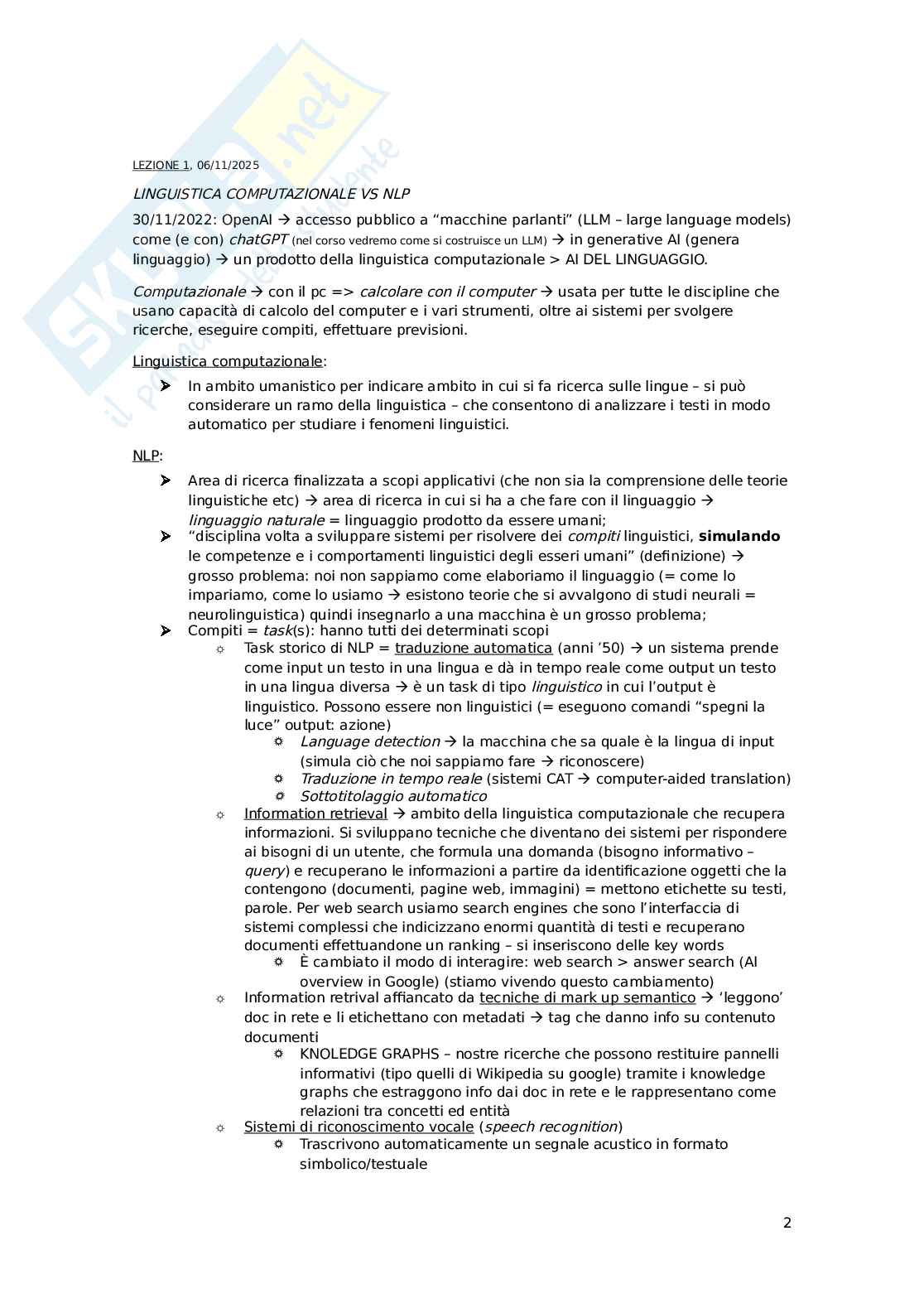 Appunti esame Linguistica computazionale Pag. 2