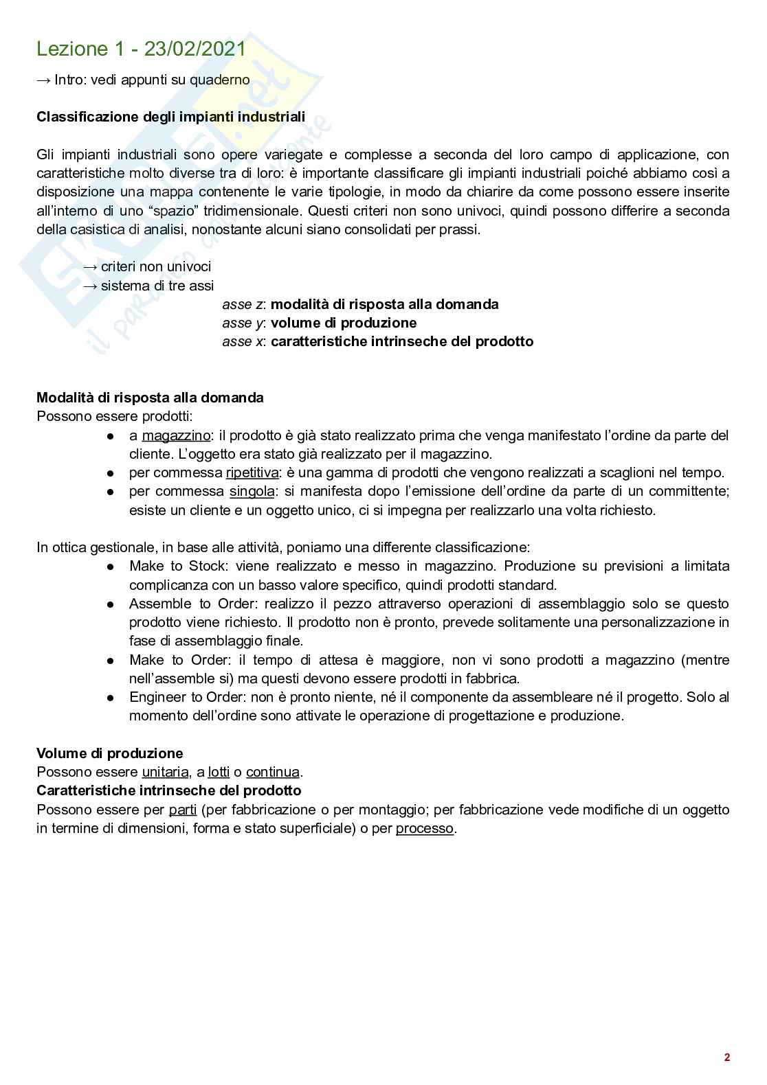 Impianti Industriali Montanari - Appunti di tutte le lezioni svolte 2022 Pag. 2
