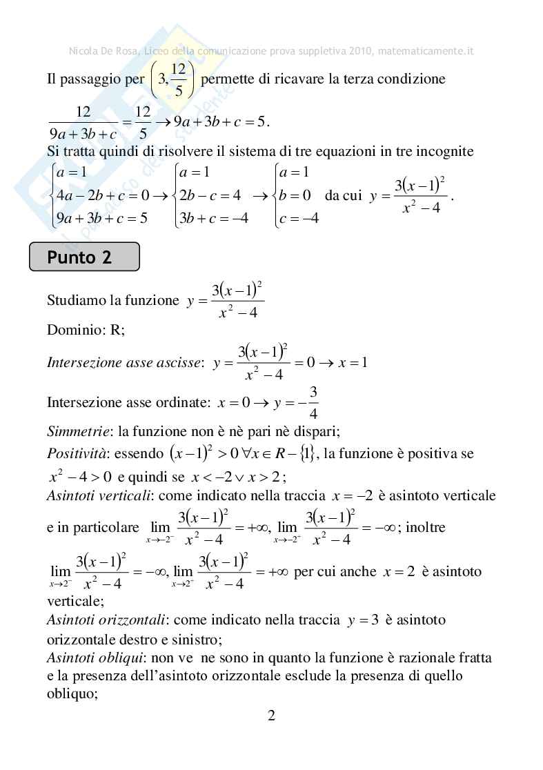 2010 - Liceo della comunicazione, prova suppletiva Pag. 2