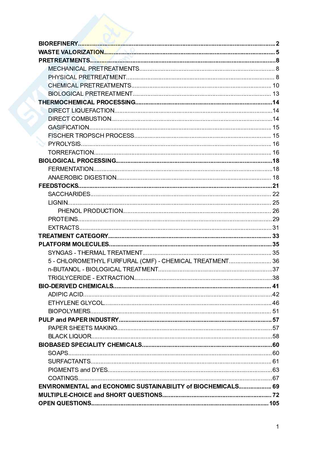 Industrial Chemical Processes for BIobased and Speciality Chemicals - Appunti e domande Pag. 2