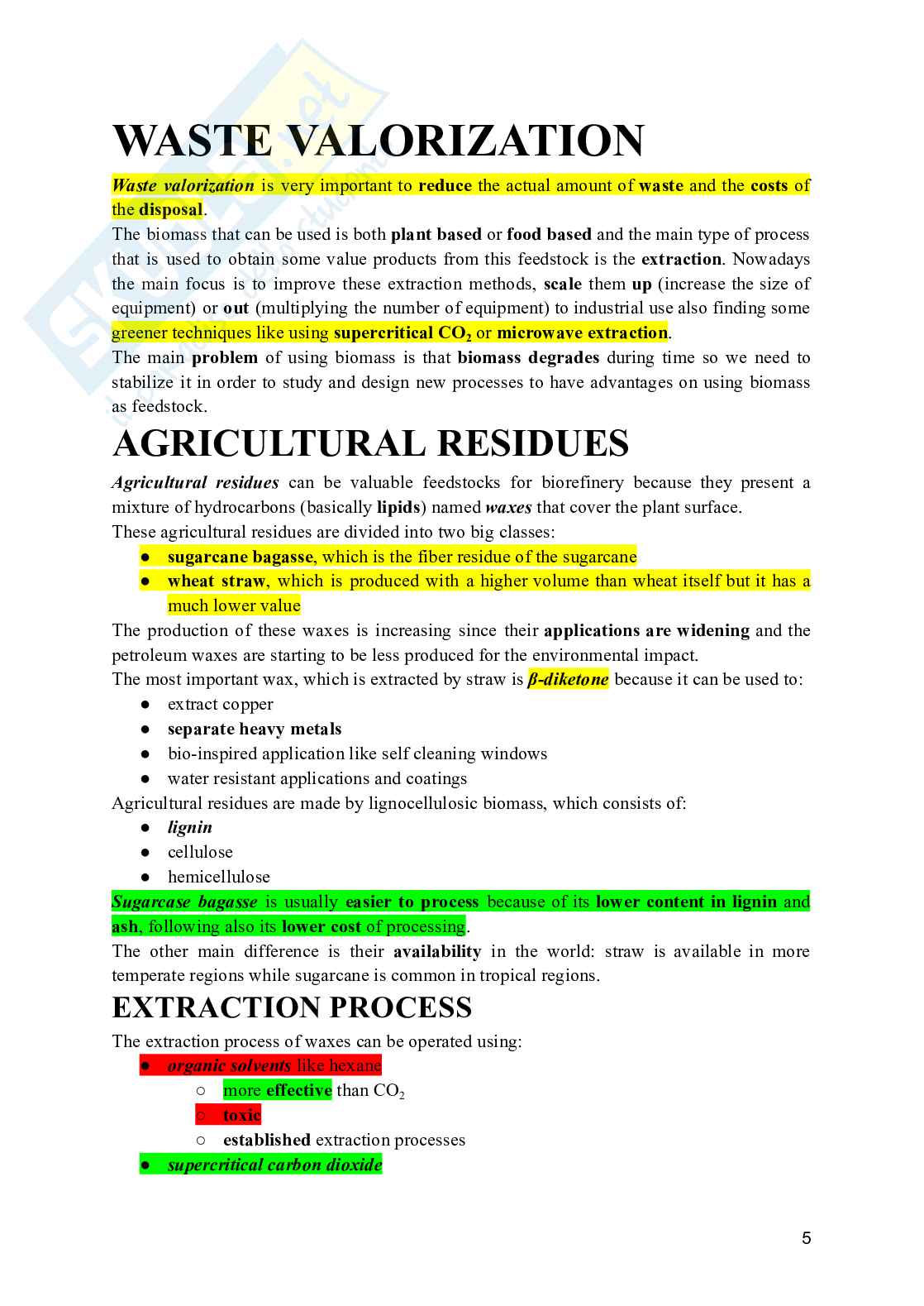 Industrial Chemical Processes for BIobased and Speciality Chemicals - Appunti e domande Pag. 6