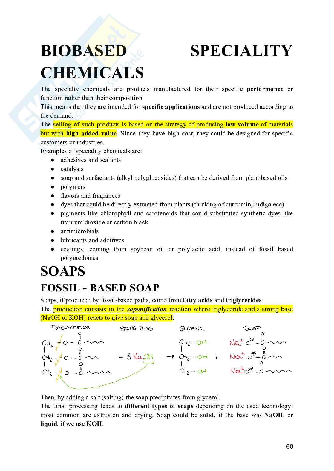 Industrial Chemical Processes for BIobased and Speciality Chemicals - Appunti e domande Pag. 61
