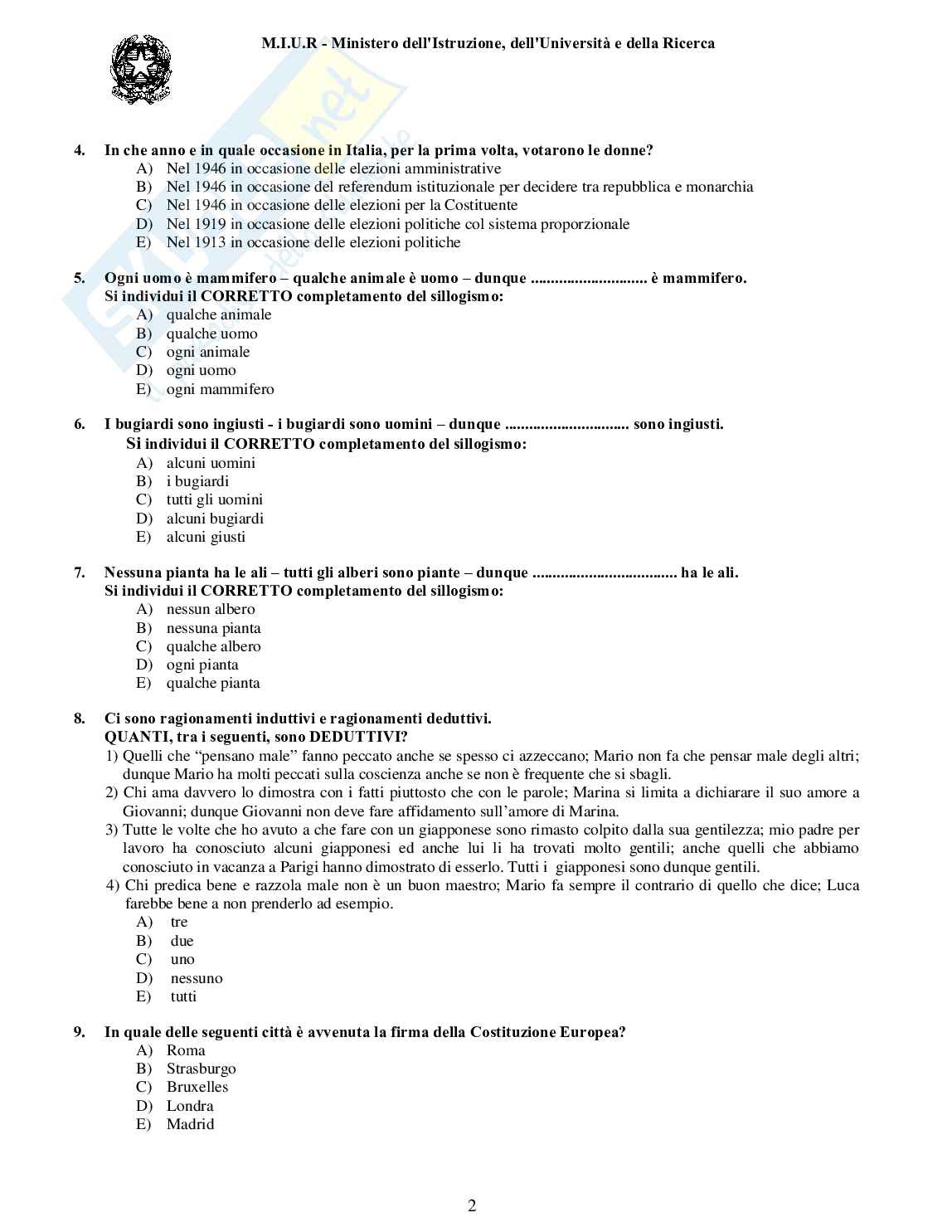 Quesiti e risposte - 2005/06 Odontoiatria Pag. 2