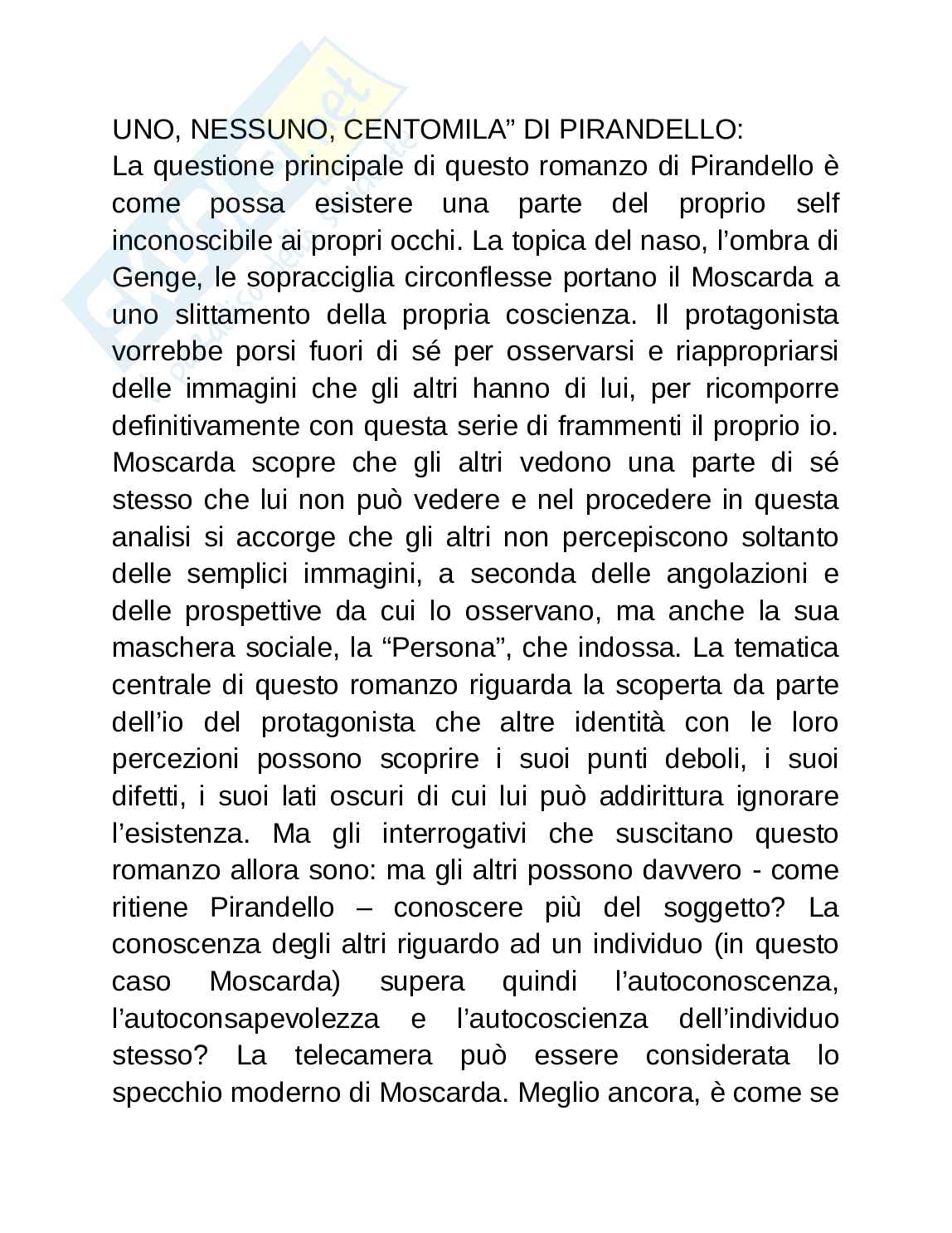 Pirandello - Uno Nessuno centomila Pag. 1