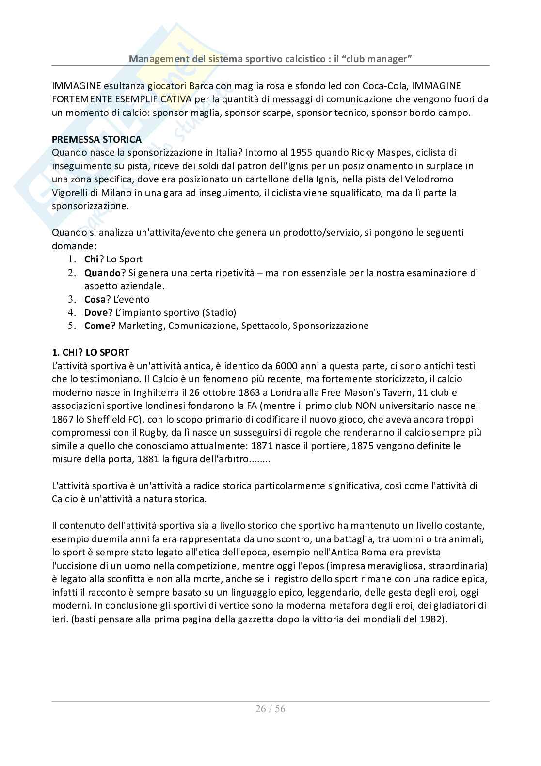 Appunti management del sistema sportivo calcistico   Pag. 26