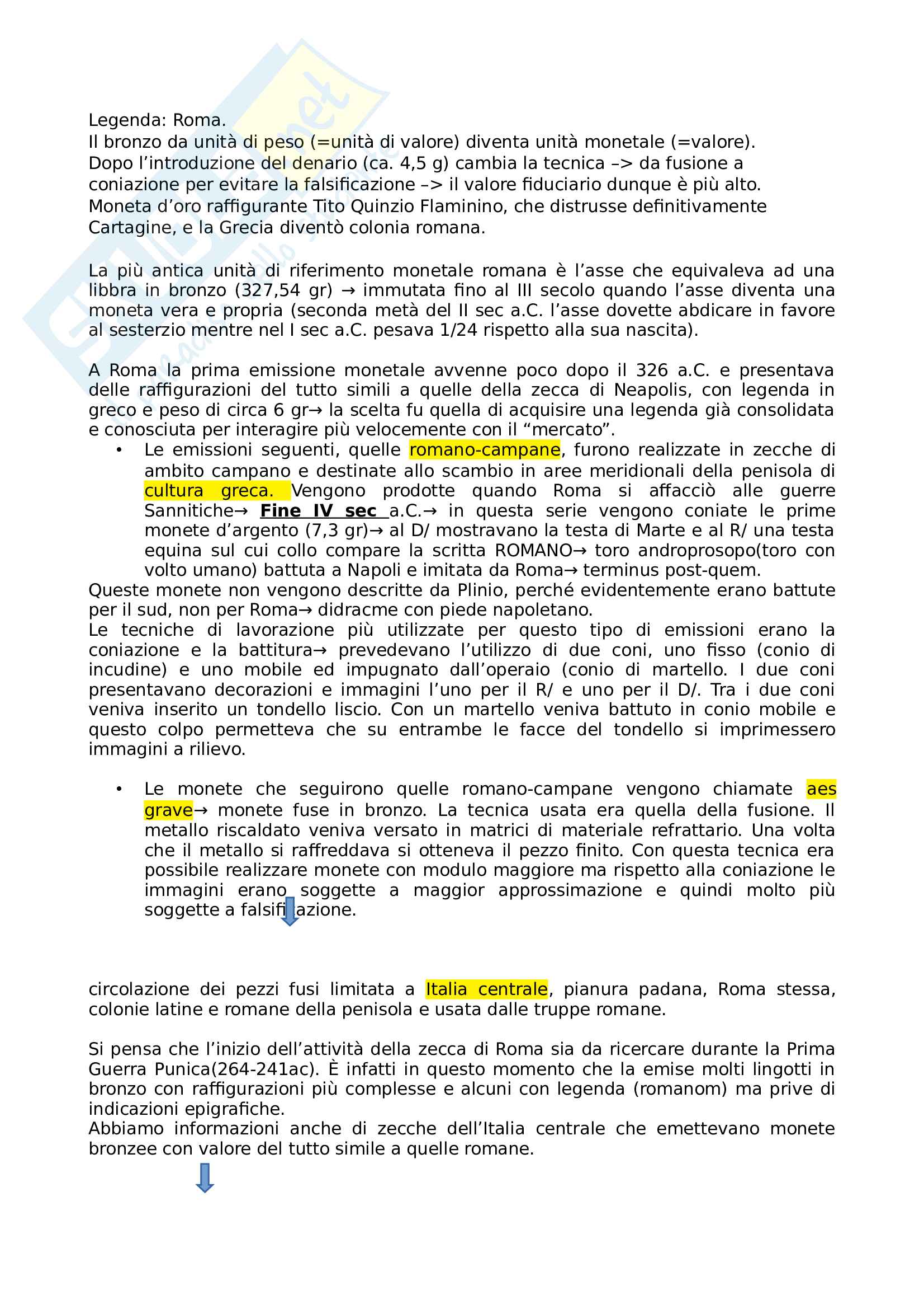 Riassunto esame numismatica, prof. Saccocci Pag. 16