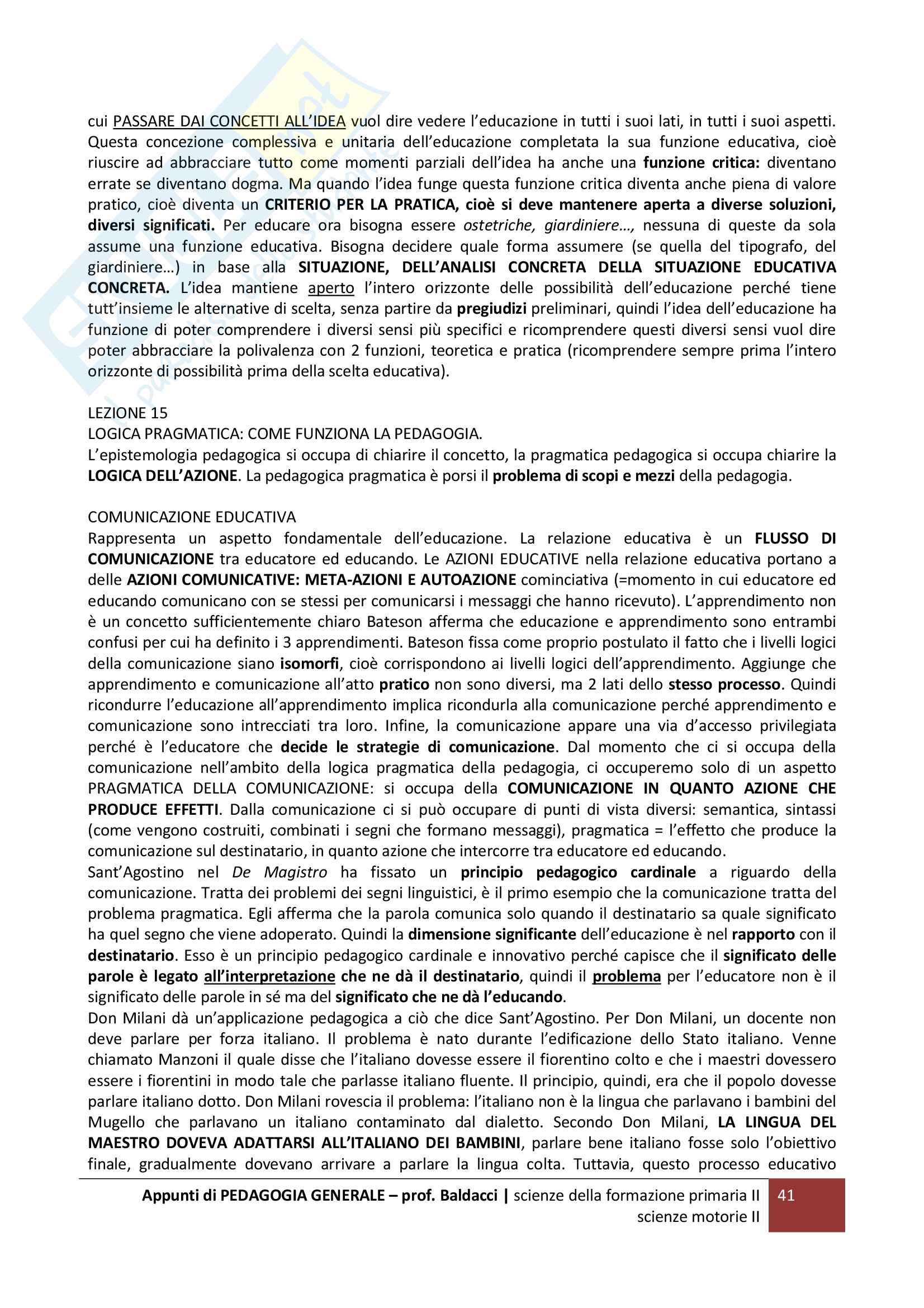 Pedagogia generale, lezioni Pag. 41