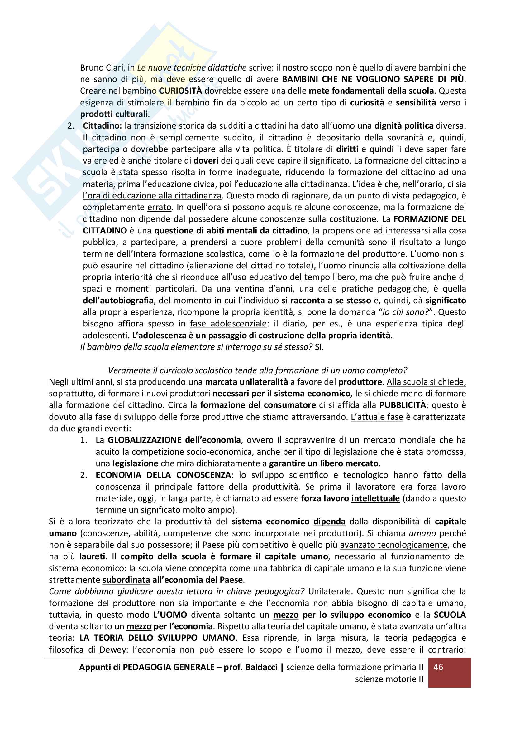 Pedagogia generale, lezioni Pag. 46