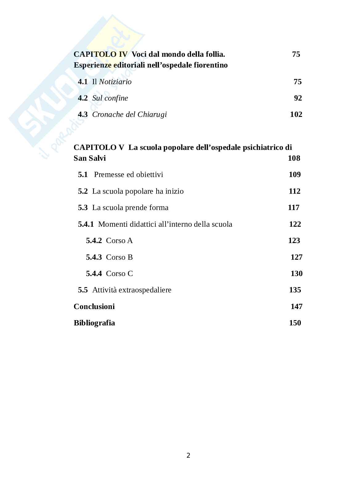 Anche la follia merita i suoi applausi. Esperienze educative all’interno dell’ospedale psichiatrico “Vincenzo Chiarugi” Pag. 2