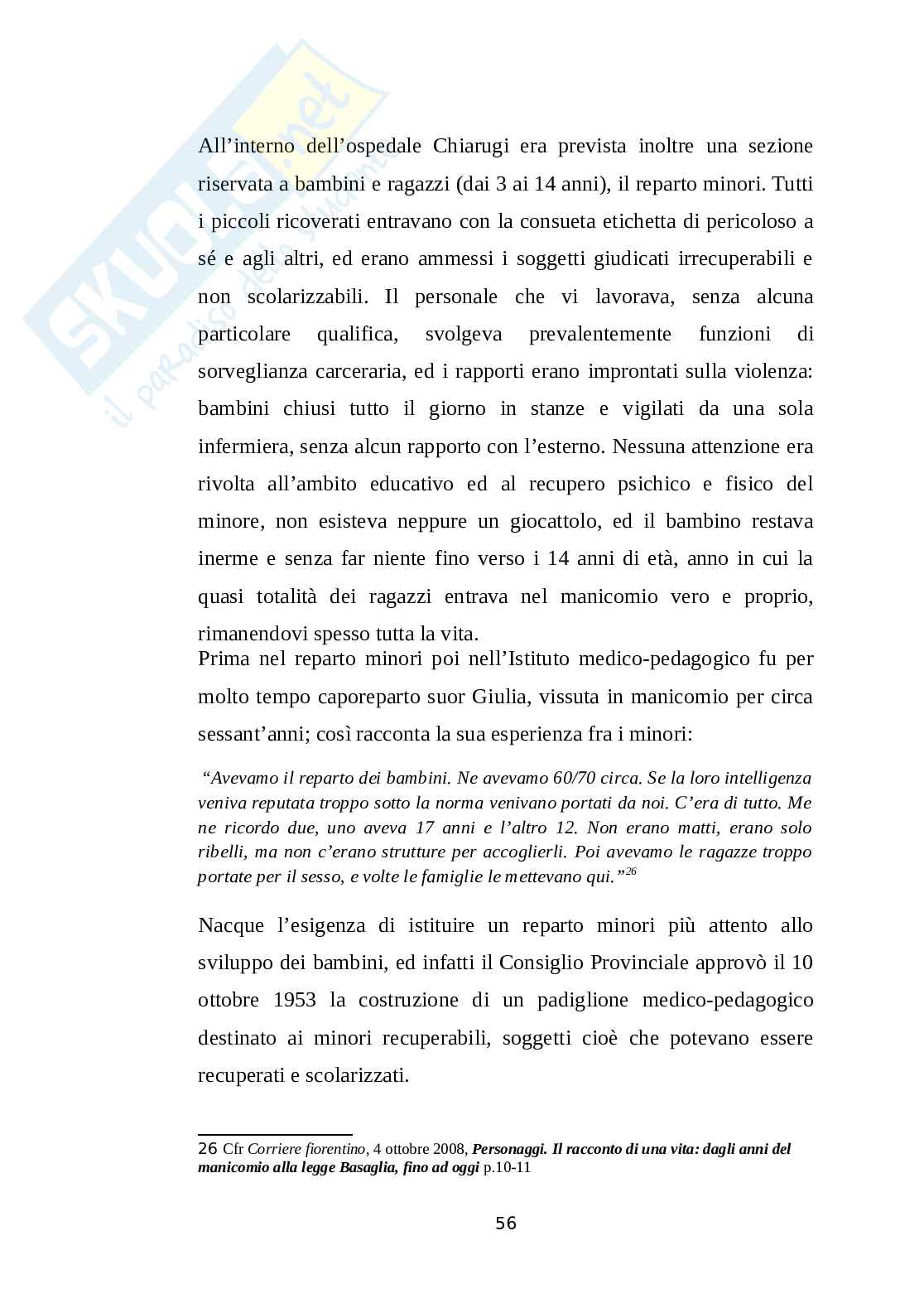 Anche la follia merita i suoi applausi. Esperienze educative all’interno dell’ospedale psichiatrico “Vincenzo Chiarugi” Pag. 56