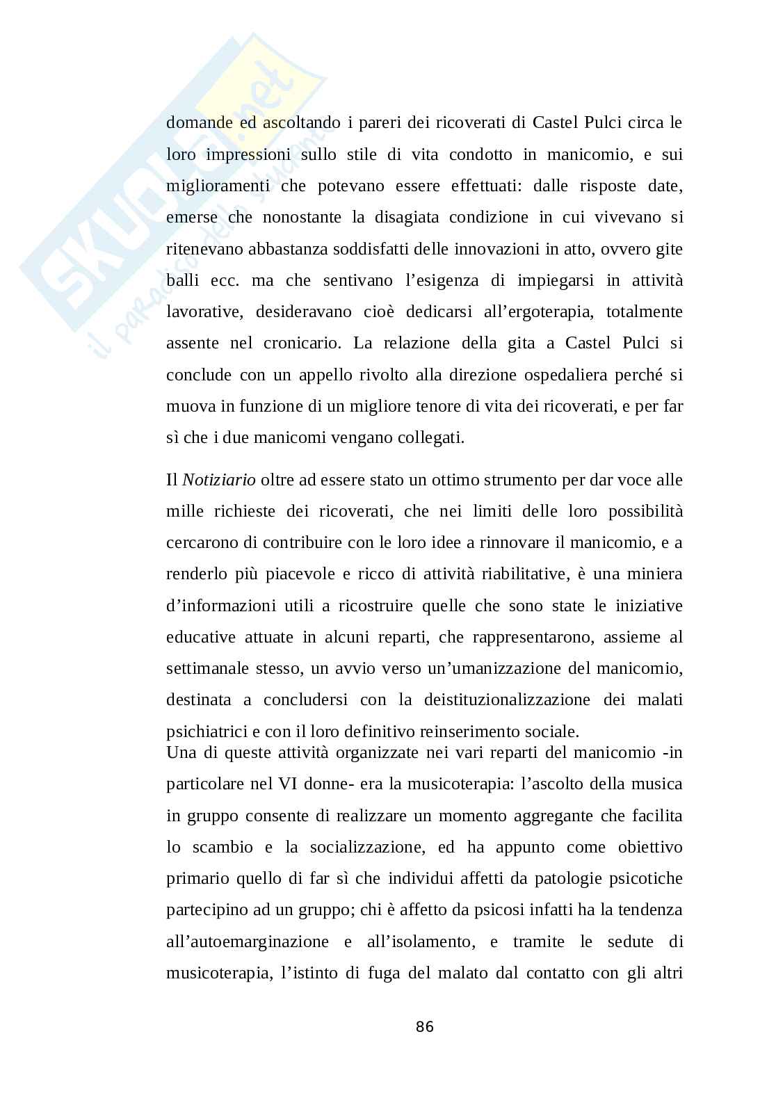 Anche la follia merita i suoi applausi. Esperienze educative all’interno dell’ospedale psichiatrico “Vincenzo Chiarugi” Pag. 86