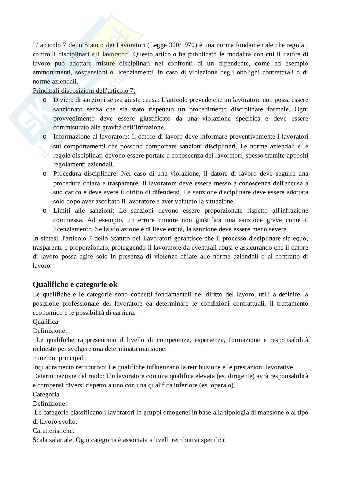 Domande orali possibili all'esame di Diritto del lavoro, con risposta Pag. 21