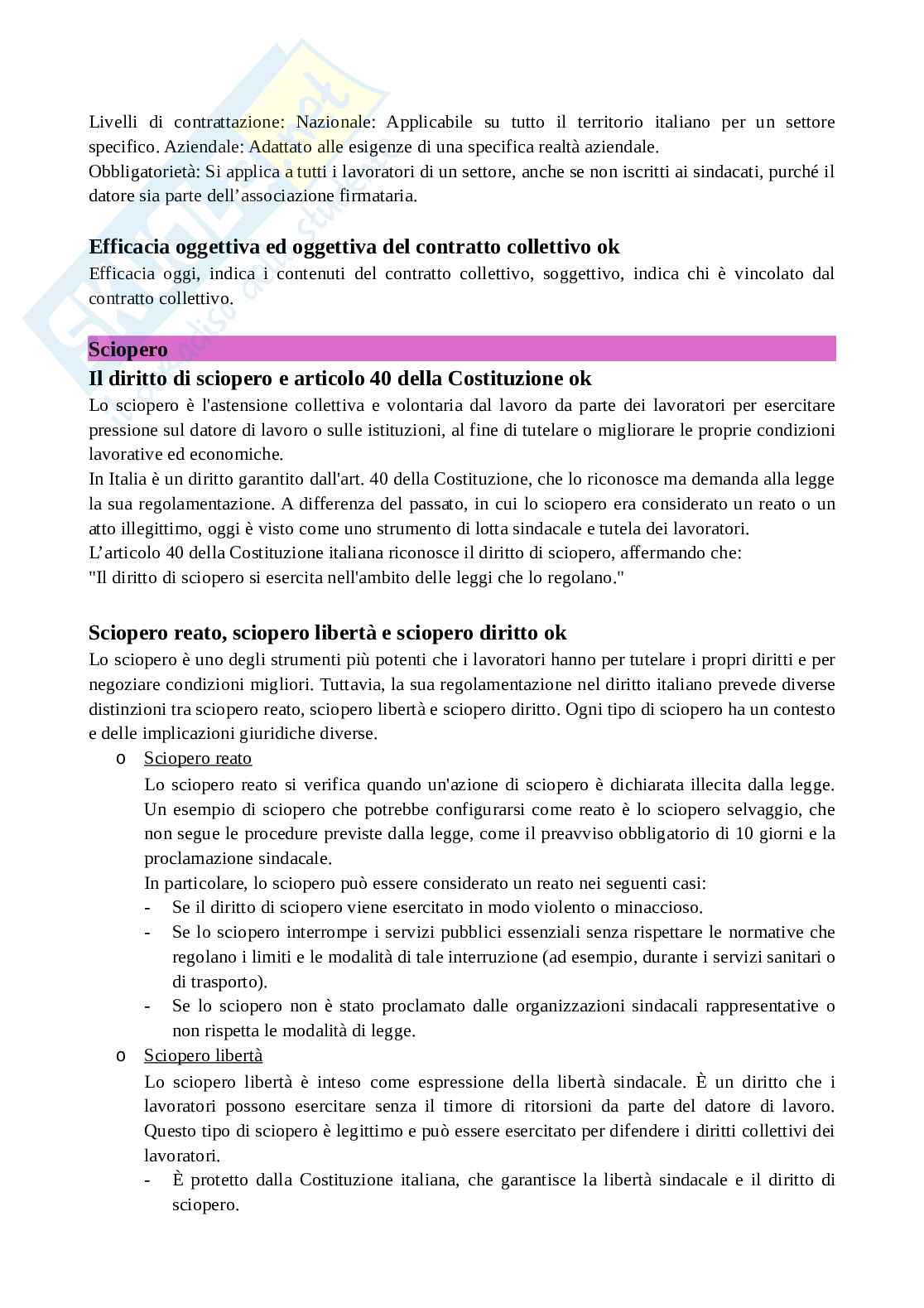Domande orali possibili all'esame di Diritto del lavoro, con risposta Pag. 6