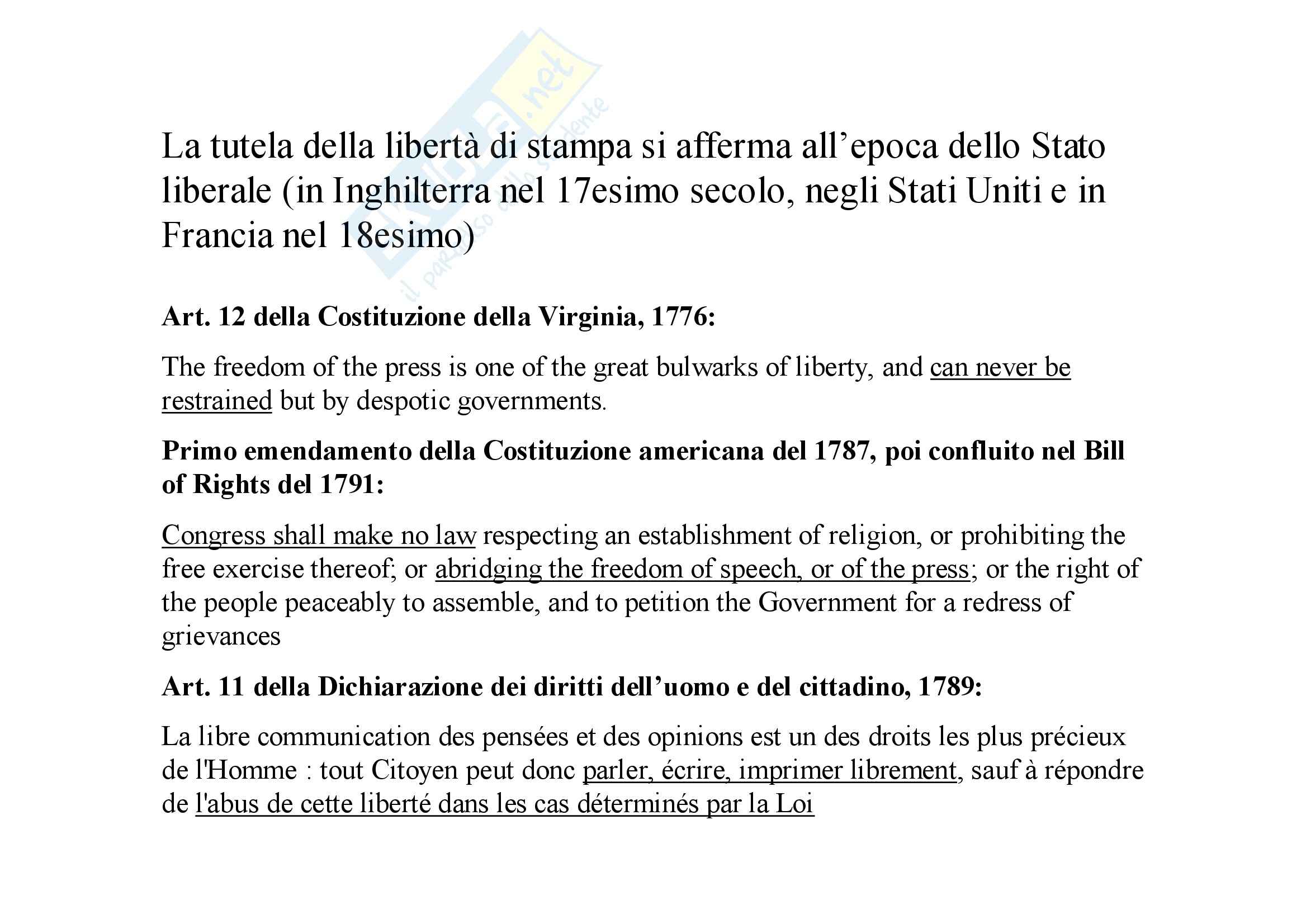 Diritto pubblico, dell'informazione e della comunicazione - la disciplina della stampa Pag. 2