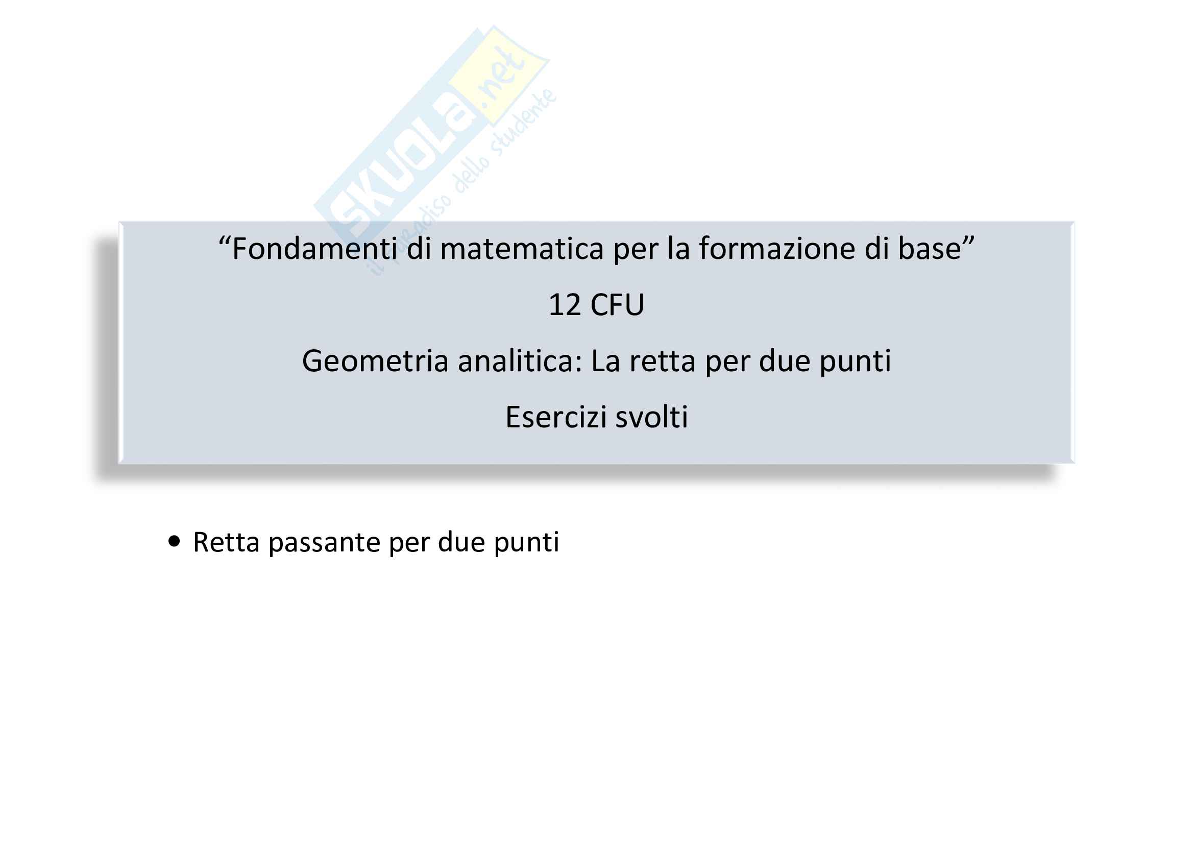 Geometria analitica: retta per due punti Pag. 1