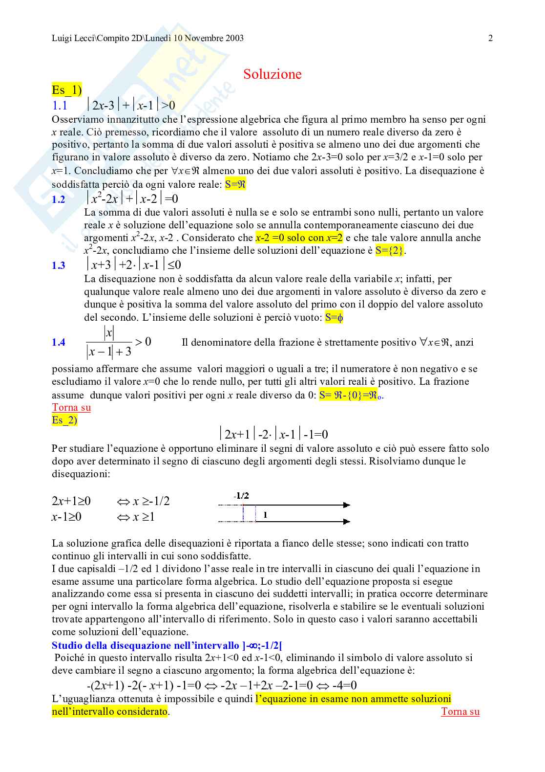 Compito in classe II liceo scientifico PNI Pag. 2