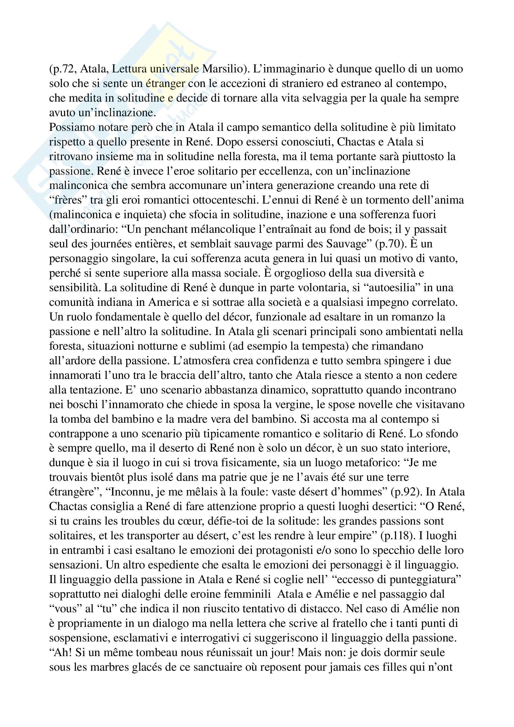 Passione e solitudine nella letteratura francese - Atala e René Pag. 2