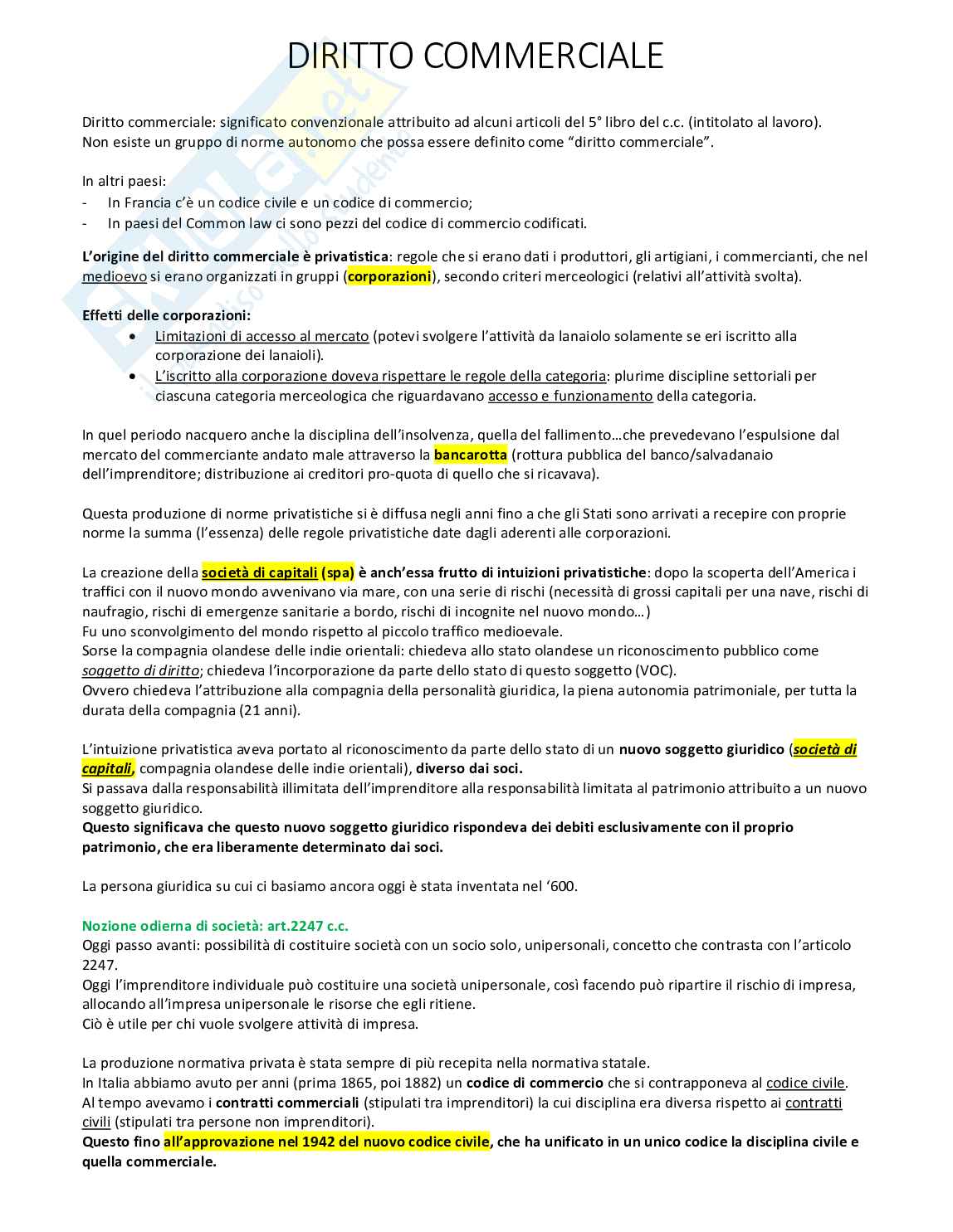 Appunti Diritto commerciale  Pag. 1