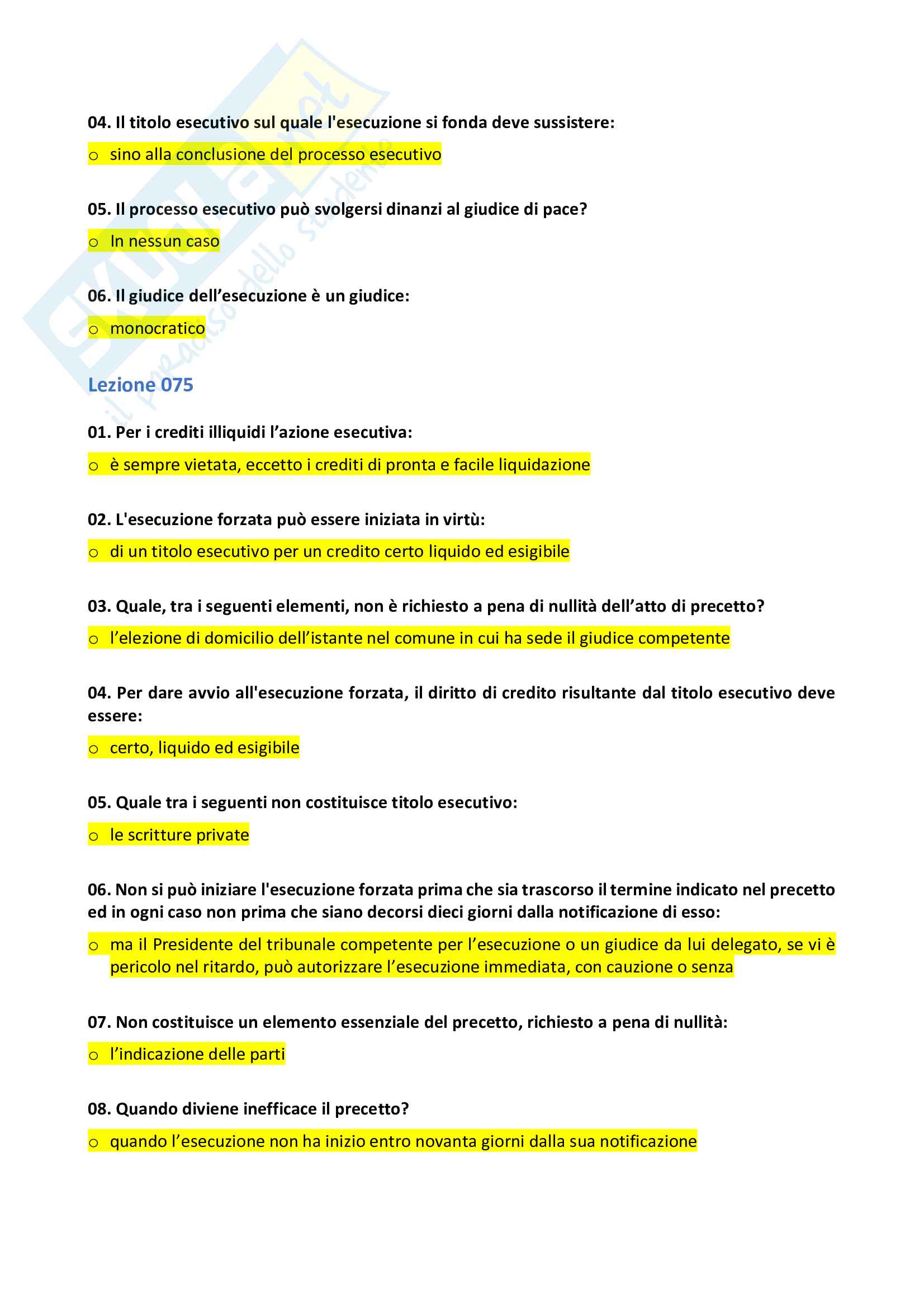 Paniere compilato con risposte chiuse di diritto processuale civile Pag. 31
