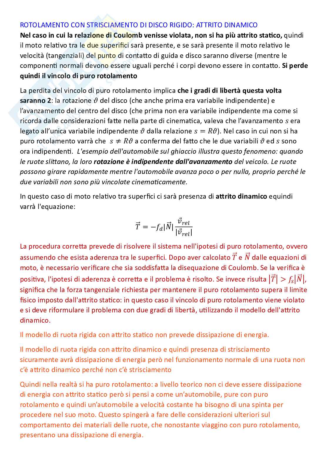 Fondamenti di meccanica teorica ed applicata (parte 9) - Attrito statico e dinamico e resistenza al rotolamento (azioni mutue solido-solido) Pag. 11