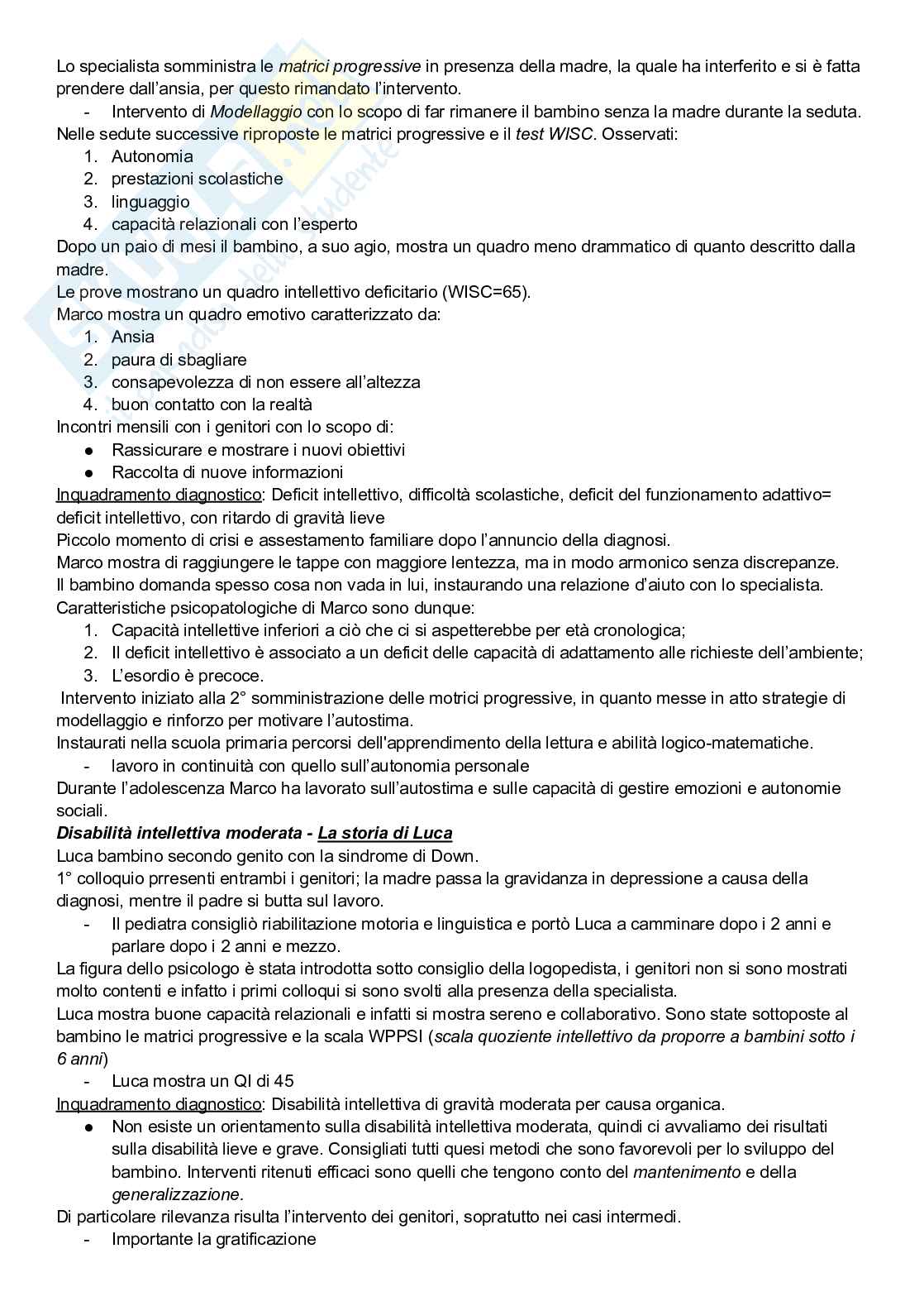 Riassunto esame Elementi di psicopatologia dello sviluppo, Prof. Taddei Stefano, libro consigliato Psicopatologia dello sviluppo - Storie di bambini e psicoterapia , Celli, Fontana  Pag. 2