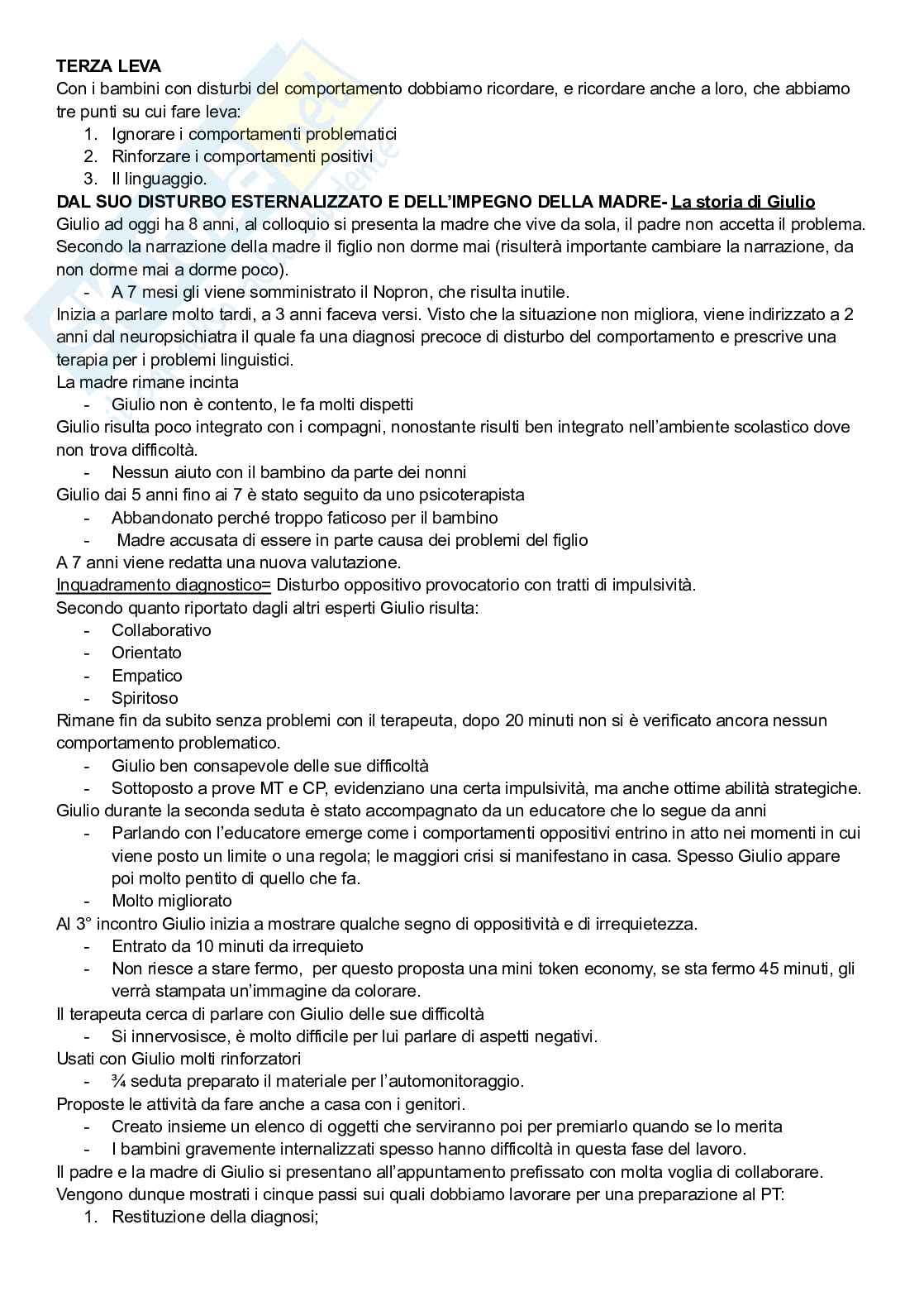 Riassunto esame Elementi di psicopatologia dello sviluppo, Prof. Taddei Stefano, libro consigliato Psicopatologia dello sviluppo - Storie di bambini e psicoterapia , Celli, Fontana  Pag. 21
