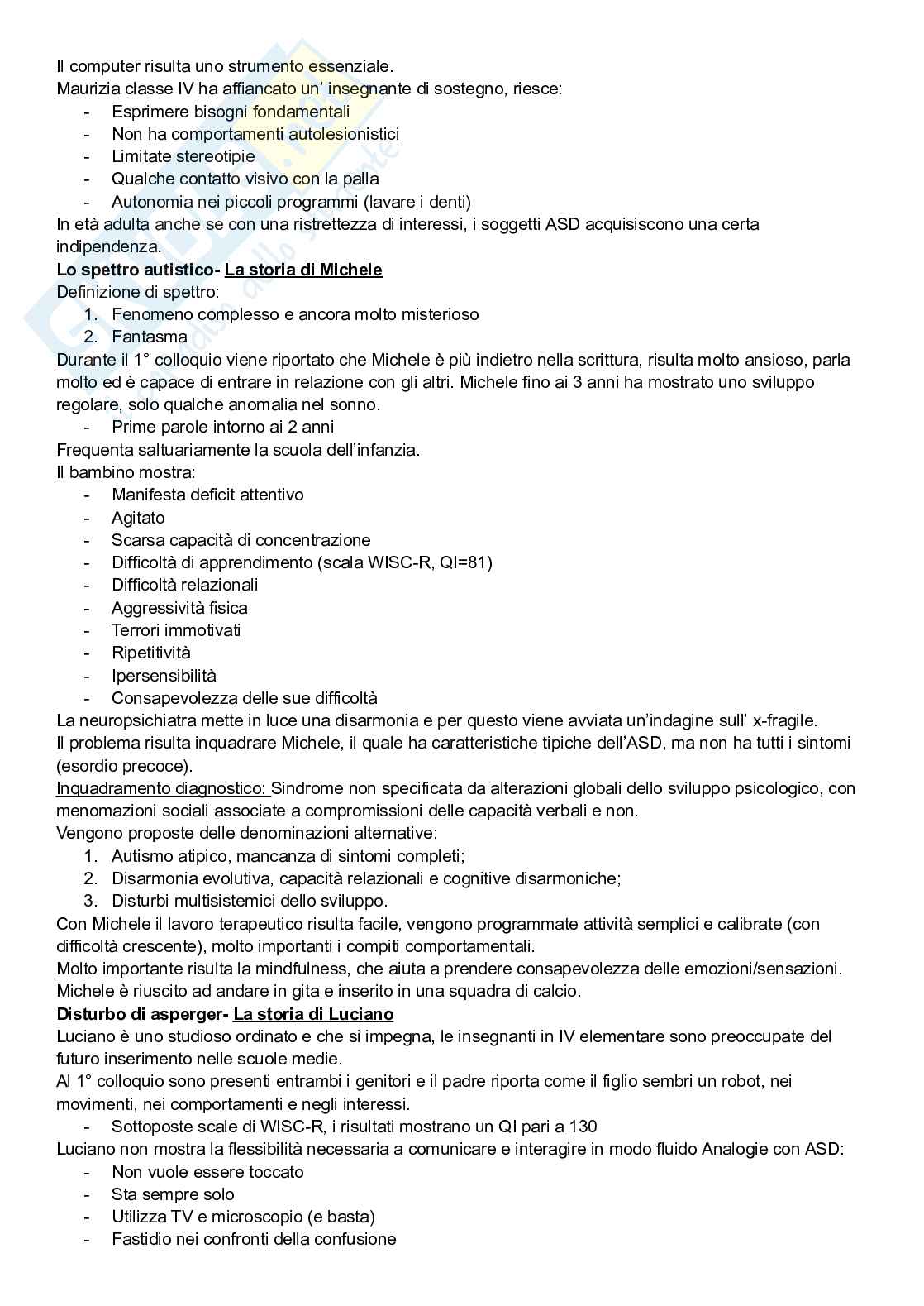 Riassunto esame Elementi di psicopatologia dello sviluppo, Prof. Taddei Stefano, libro consigliato Psicopatologia dello sviluppo - Storie di bambini e psicoterapia , Celli, Fontana  Pag. 6