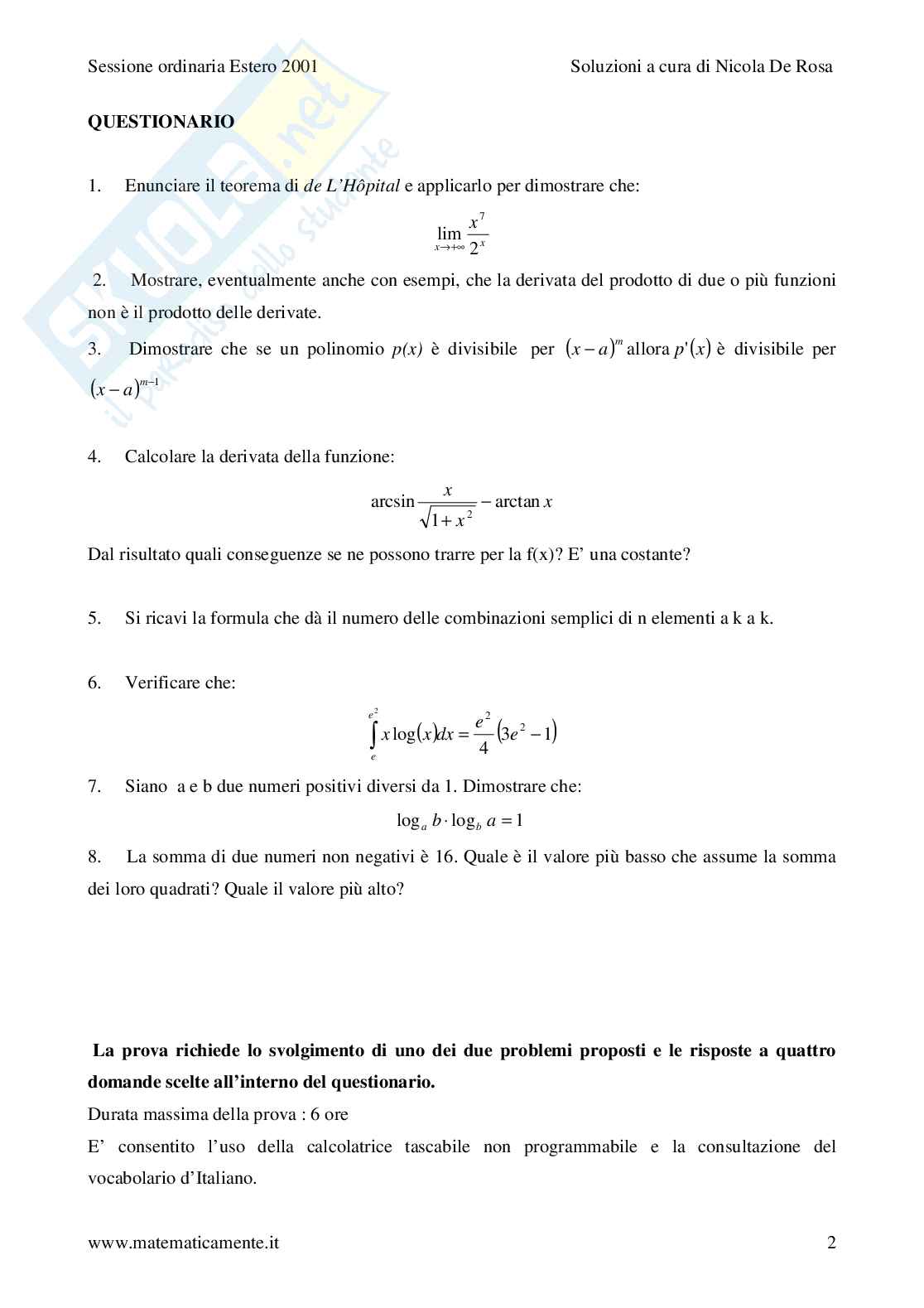 2001 - liceo scientifico - scuole italiane all'estero Pag. 2