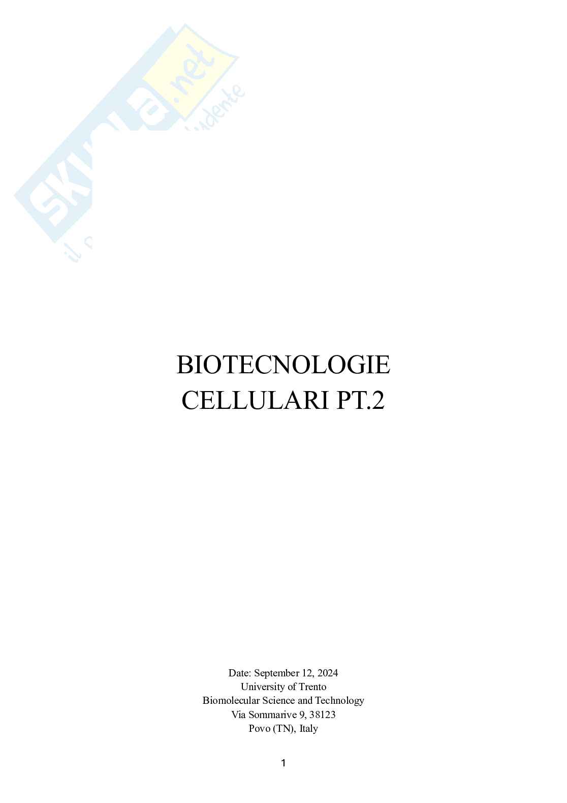 Biotecnologie delle cellule staminali Pag. 1
