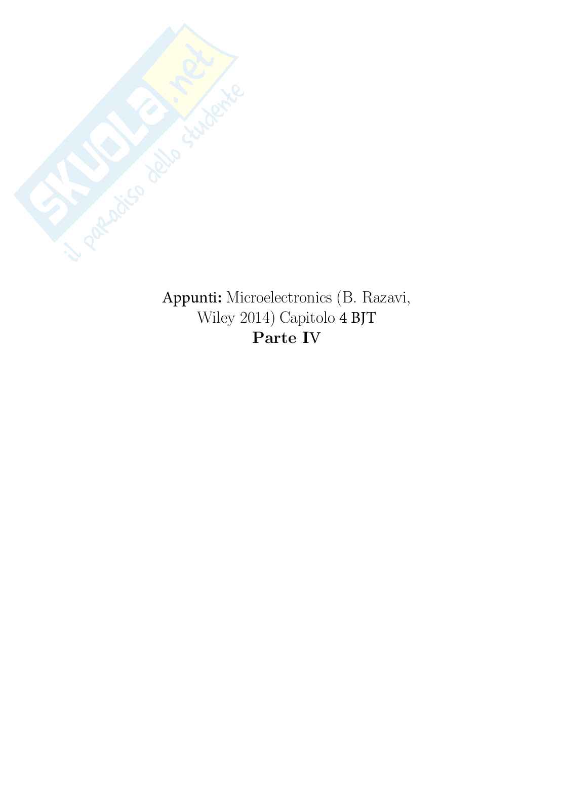 Appunti Elettronica analogica sui BJT - Parte IV Pag. 1