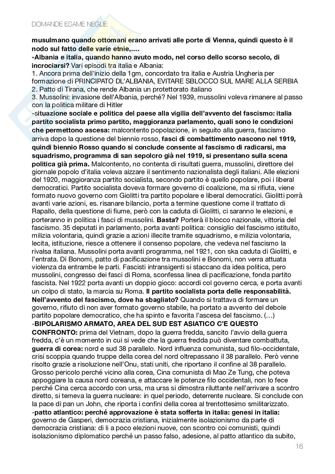 Tutte le domande e le risposte d'esame (15 candidati) di Storia Contemporanea (prof. Pietro Neglie) Pag. 16