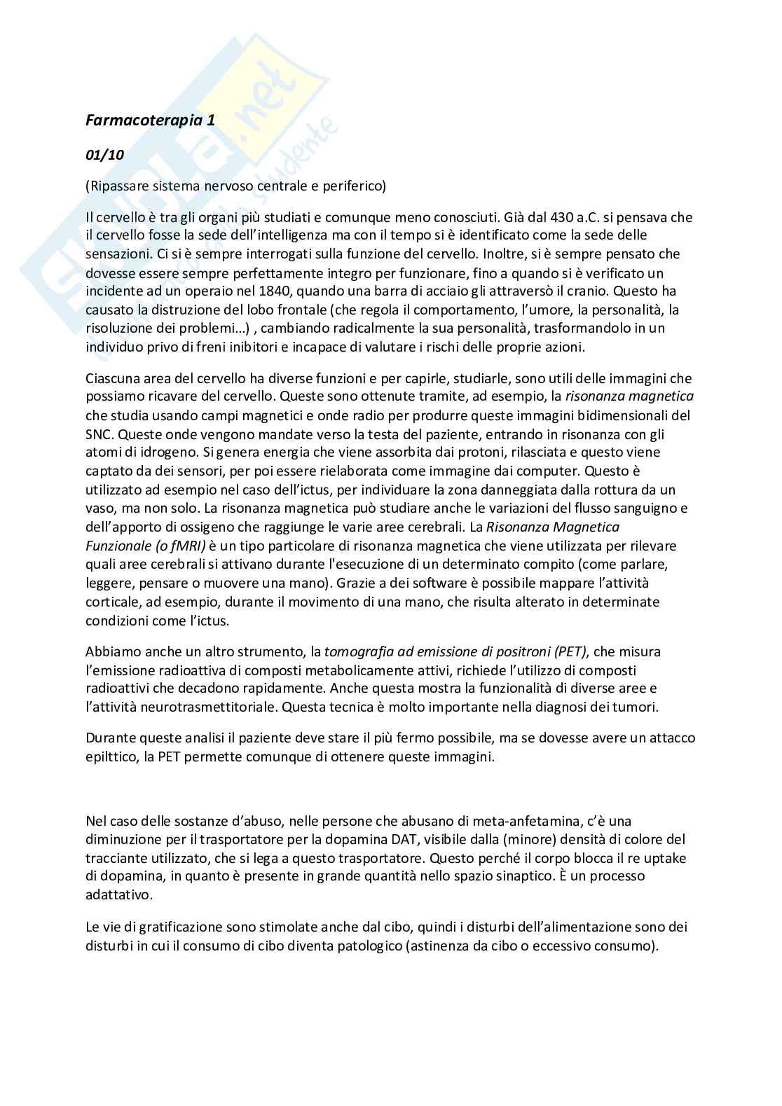 Esame di Farmacoterapia 1 - parte 1 Pag. 1